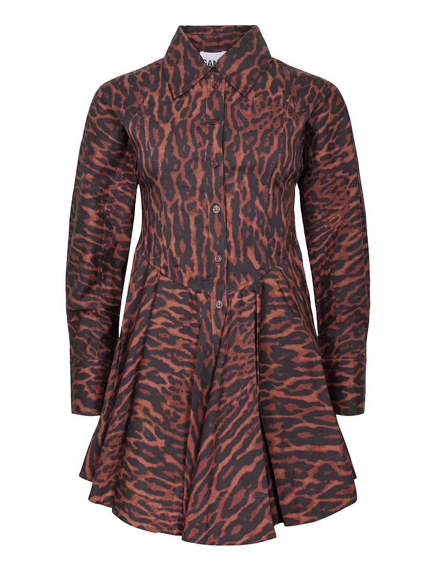 Ganni - Dress in Gradient Red Leopard - hemdkleider - multicolored - 0