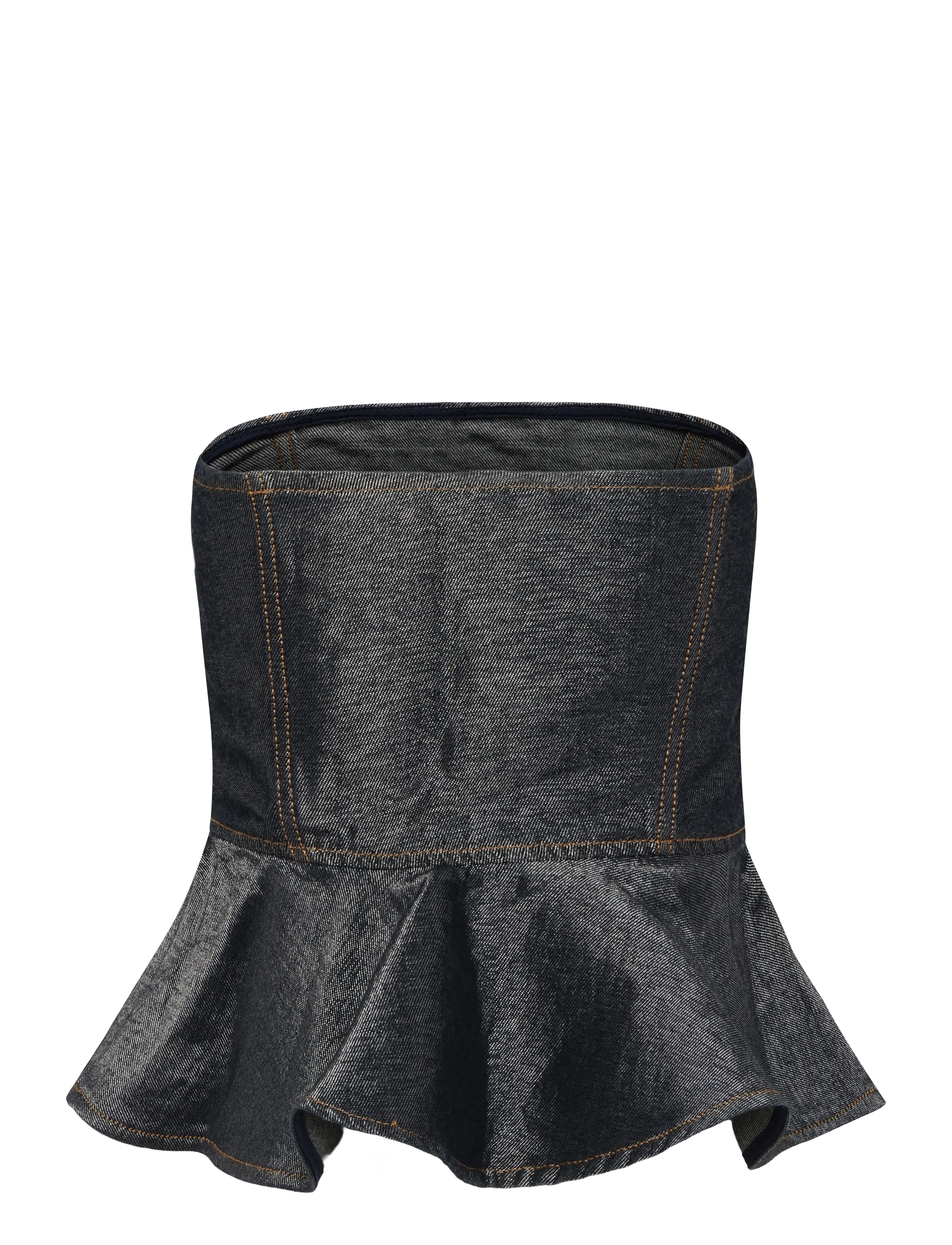 Ganni - button denim top - crop tops - grey - 1