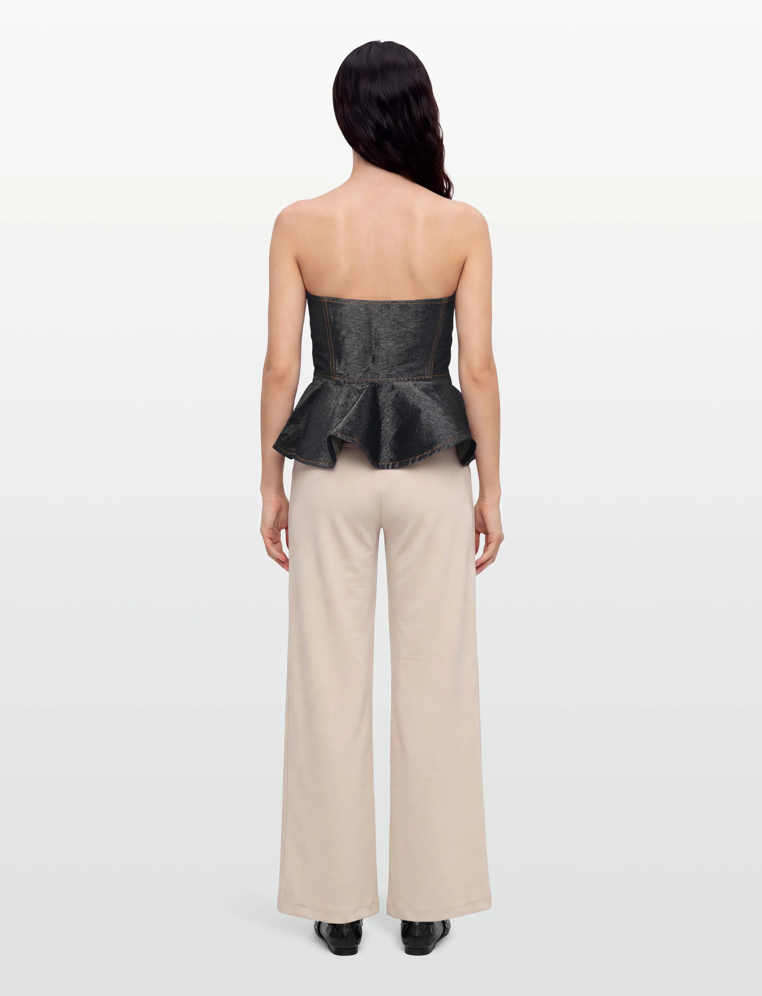 Ganni - button denim top - lühikesed topid - grey - 4