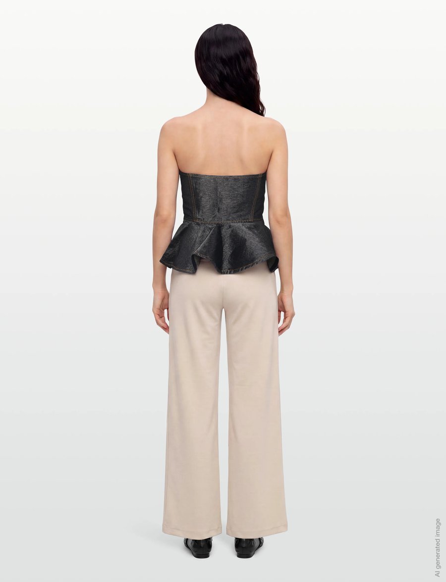 Ganni - button denim top - lühikesed topid - grey - 4