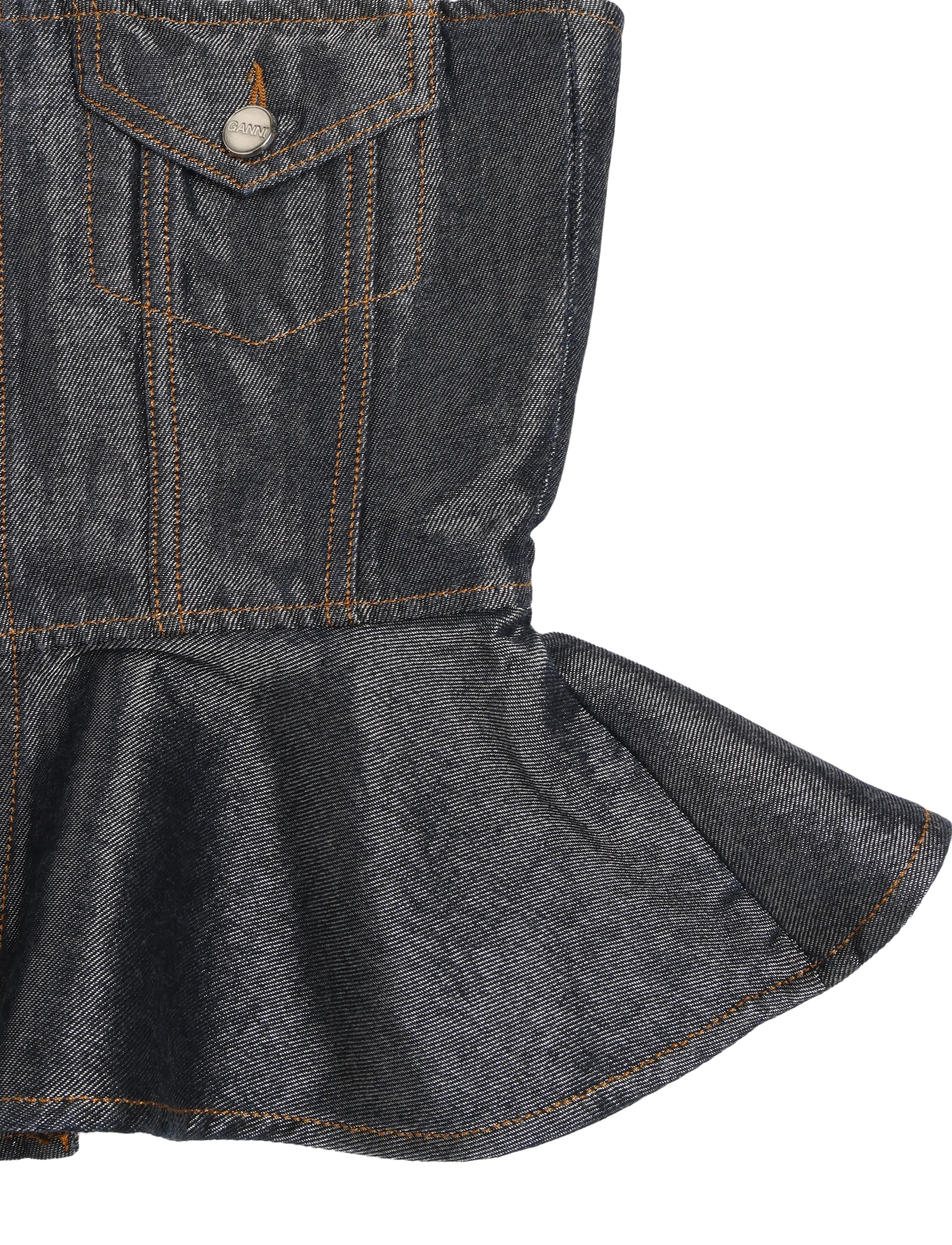Ganni - button denim top - crop tops - grey - 2