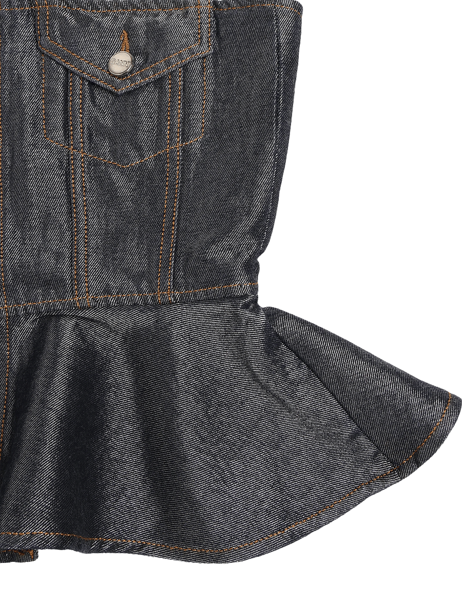 Ganni - button denim top - crop tops - grey - 2
