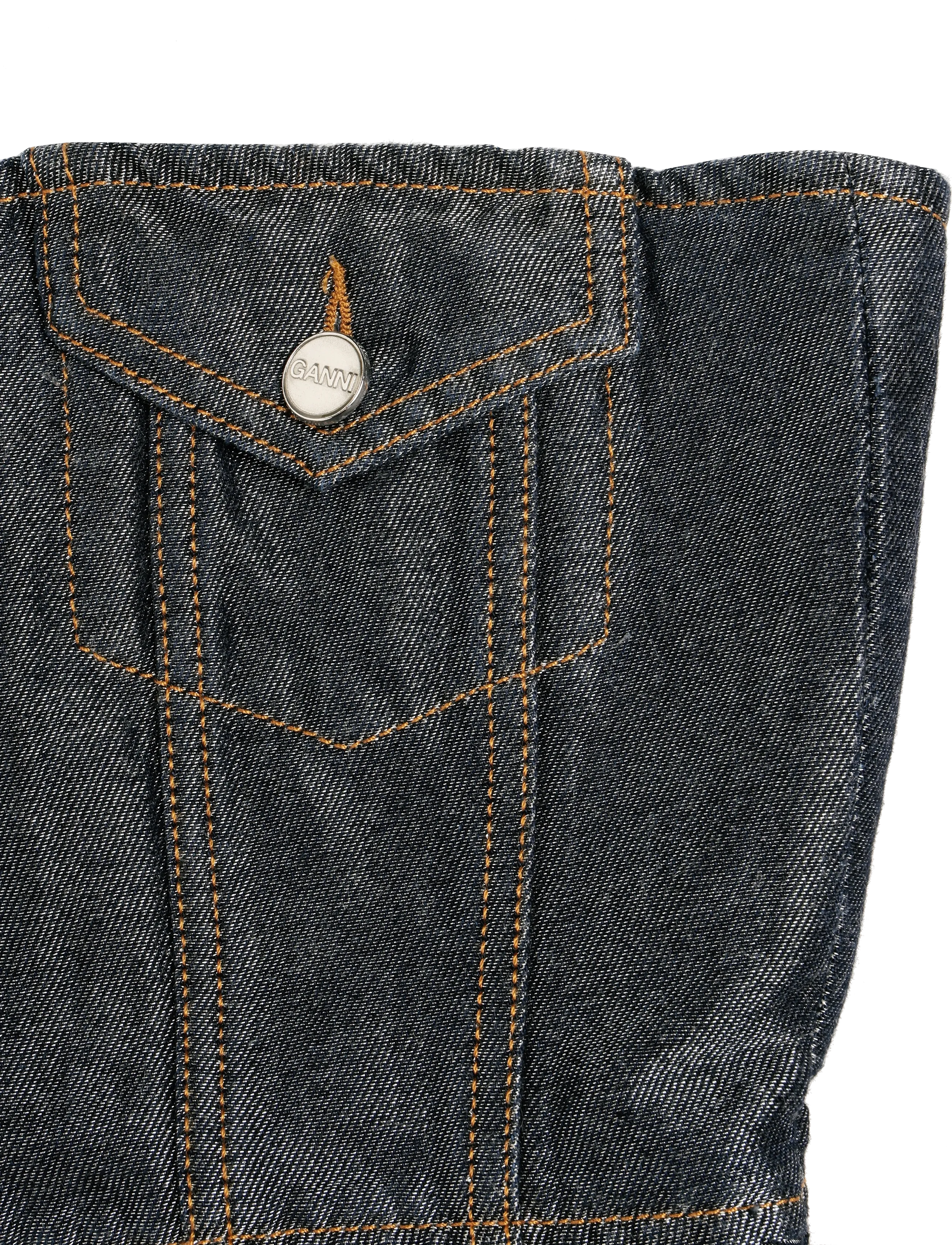 Ganni - button denim top - crop tops - grey - 3