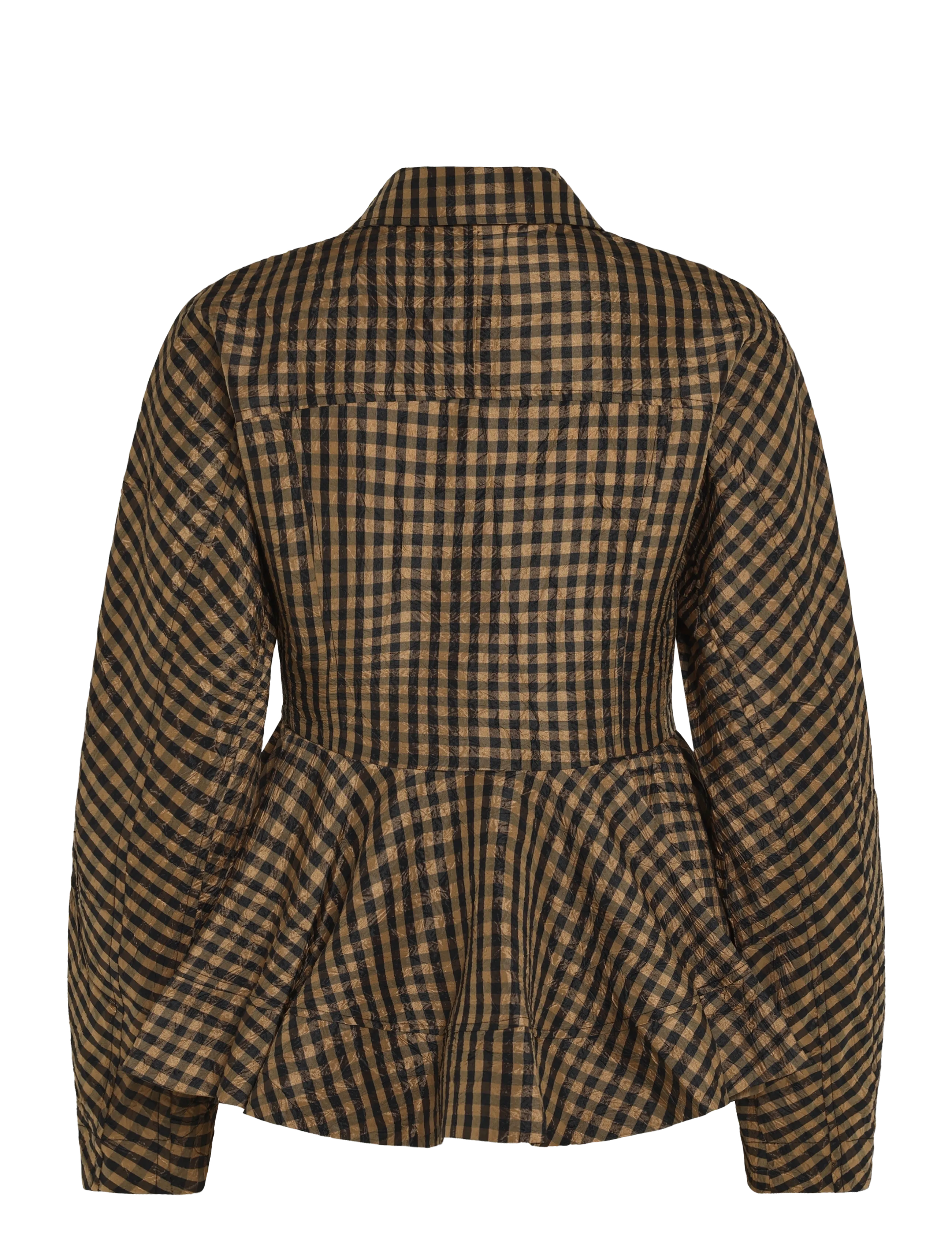 Ganni - Plaid crinkled shirt - langärmlige hemden - brown - 1