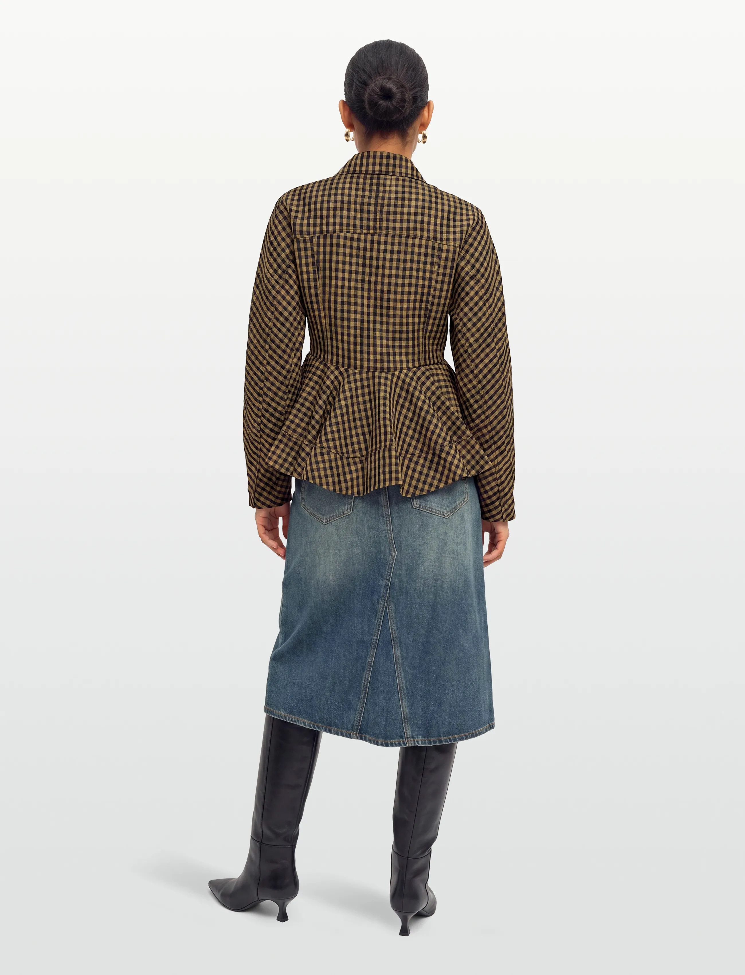 Ganni - Plaid crinkled shirt - pikkade varrukatega särgid - brown - 4