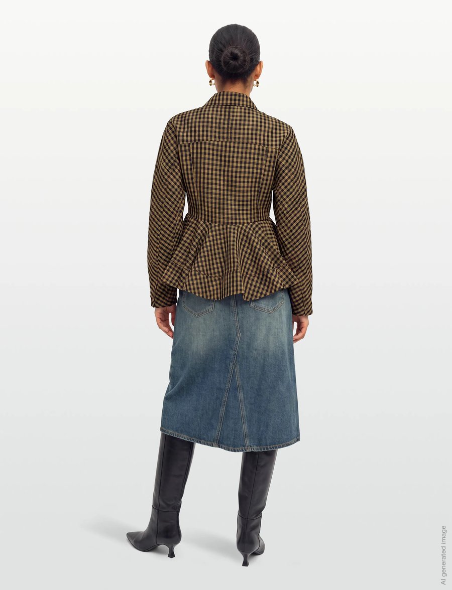 Ganni - Plaid crinkled shirt - pikkade varrukatega särgid - brown - 4