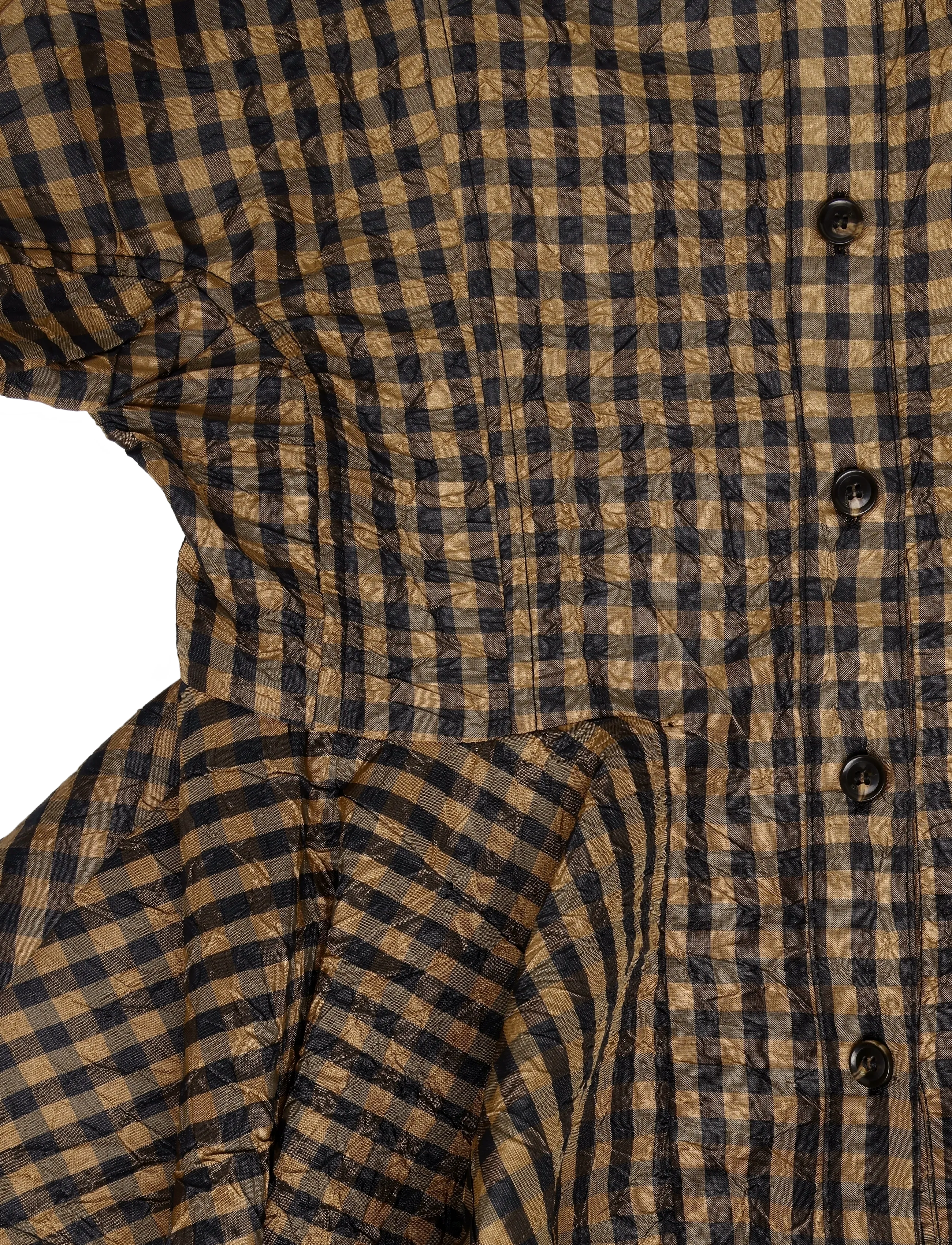 Ganni - Plaid crinkled shirt - langärmlige hemden - brown - 3