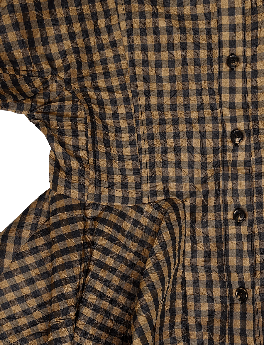 Ganni - Plaid crinkled shirt - langärmlige hemden - brown - 3