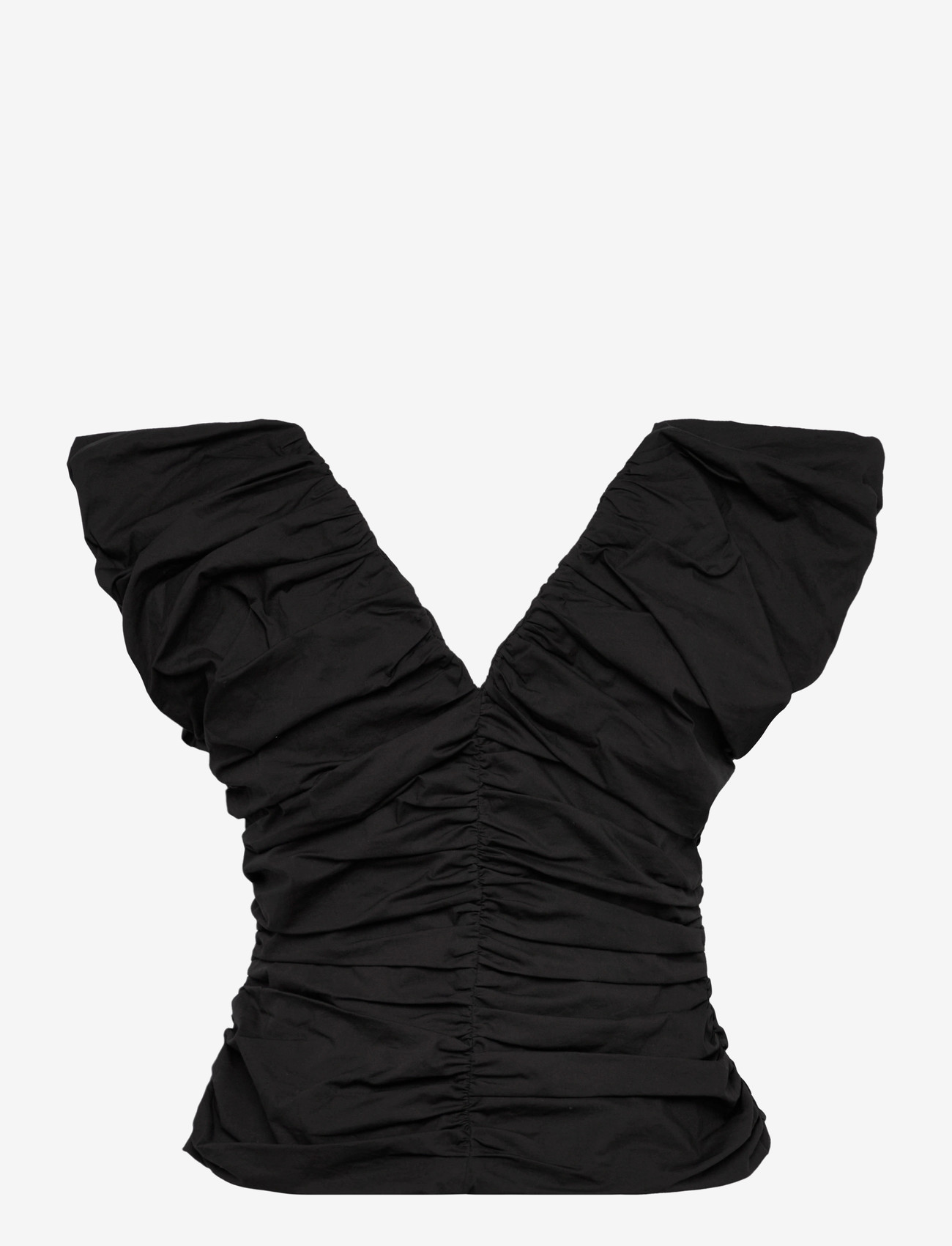 Ganni - Black Ruched Top - topid ja varrukateta alussärgid - black - 1