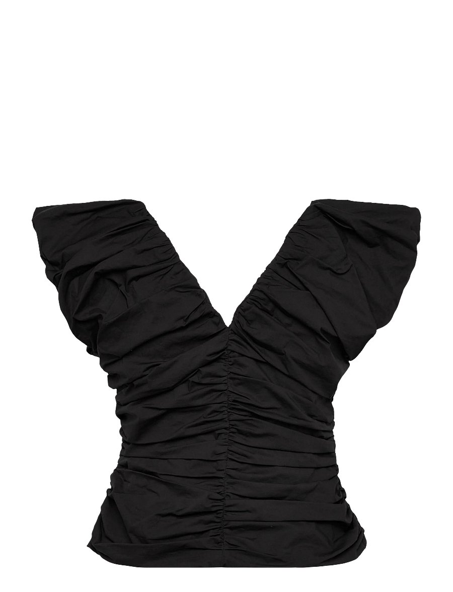 Ganni - Ruched Top - varrukateta topid - black - 1