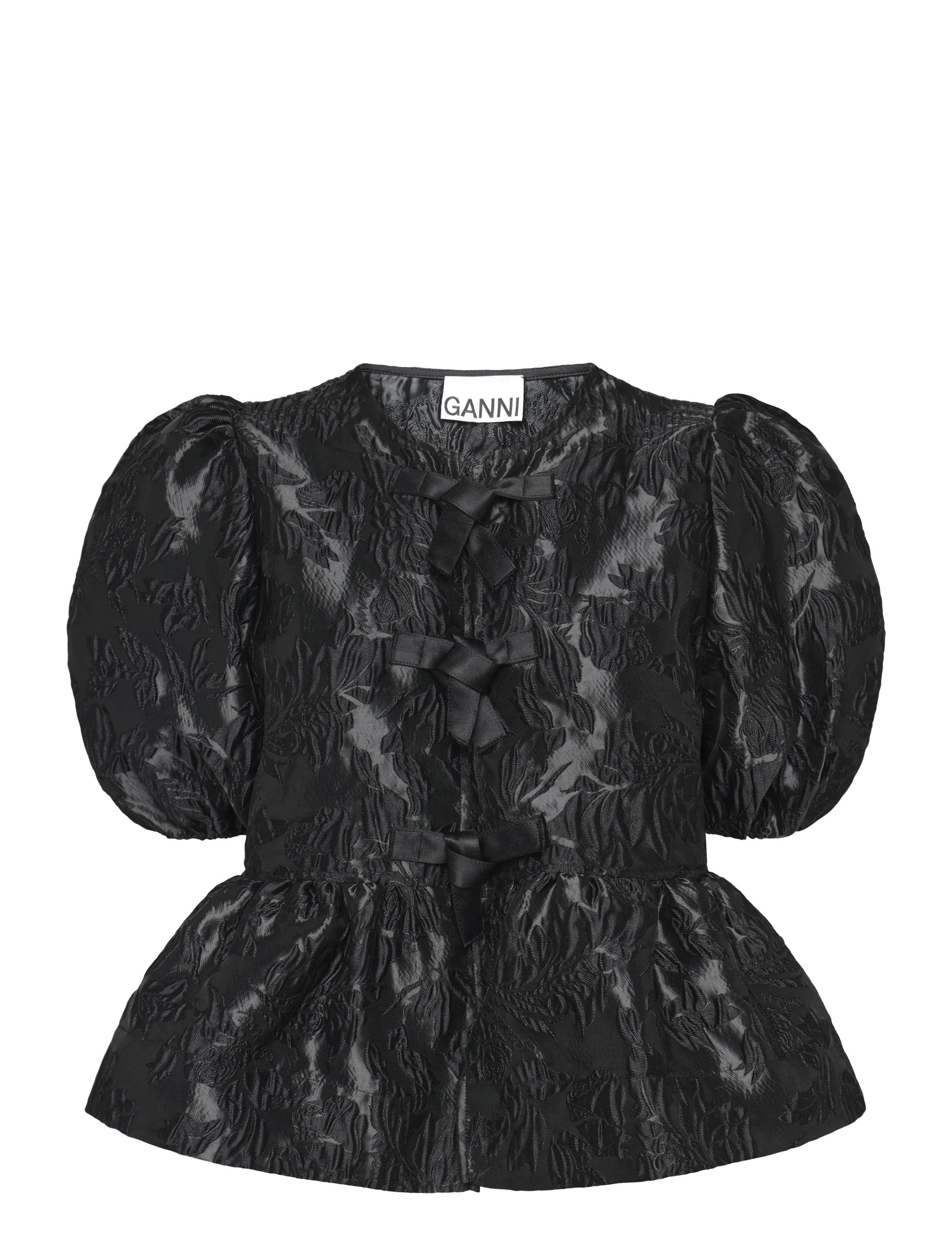 Ganni Polka-Dot Satin Corset Top - GANNI - BLACK / black