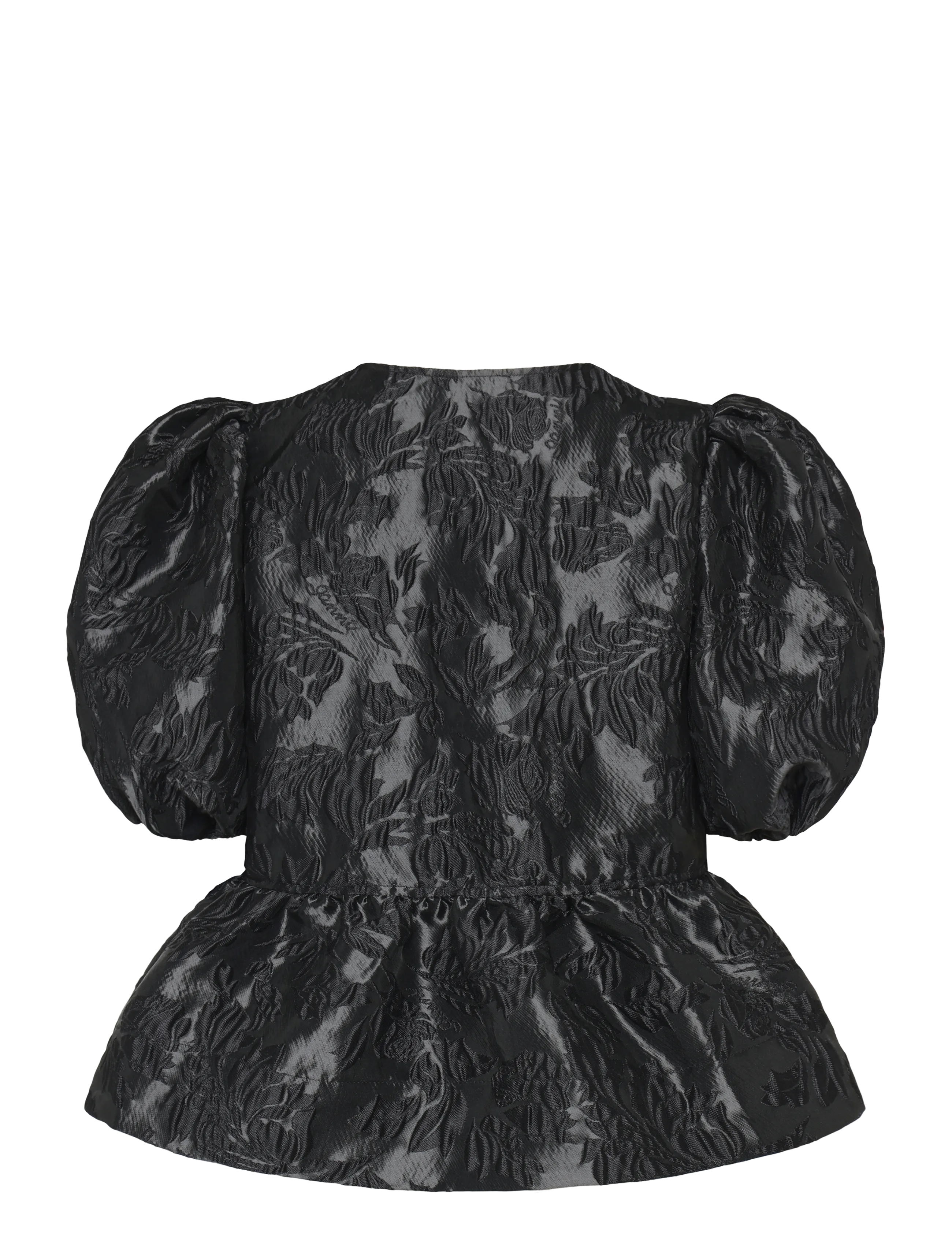 Ganni - Polka-Dot Satin Corset Top - kurzärmelige blusen - black - 1