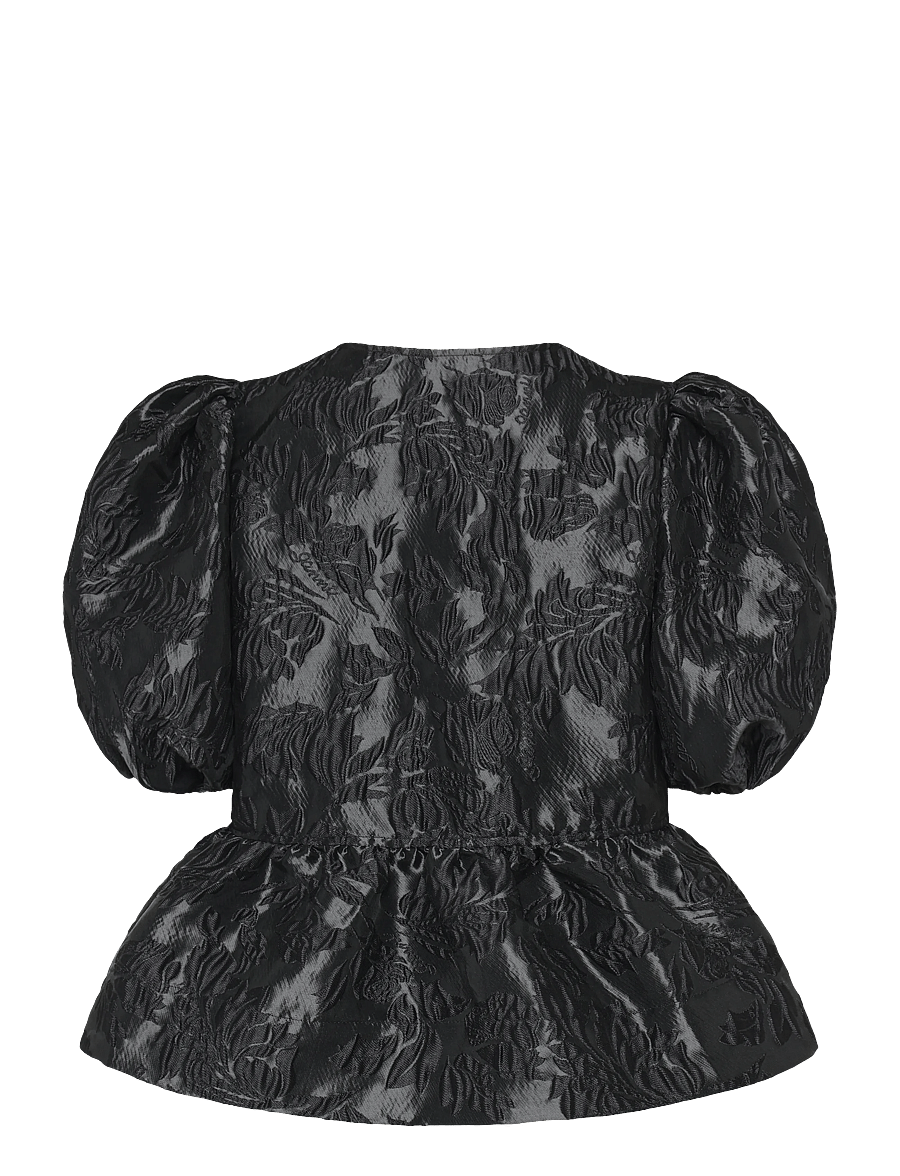 Ganni - Polka-Dot Satin Corset Top - kurzärmelige blusen - black - 1