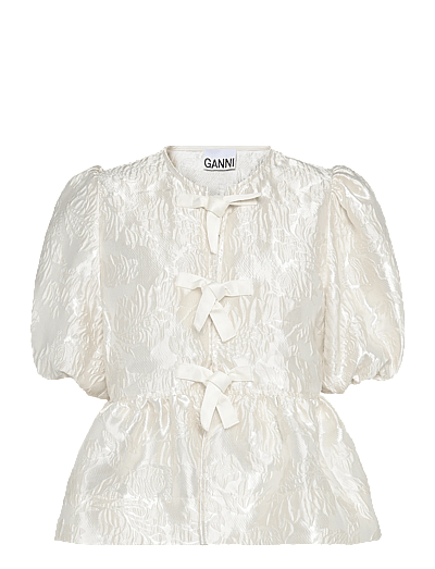 Satin Peplum Tie Blouse - KortæRmede Bluser
