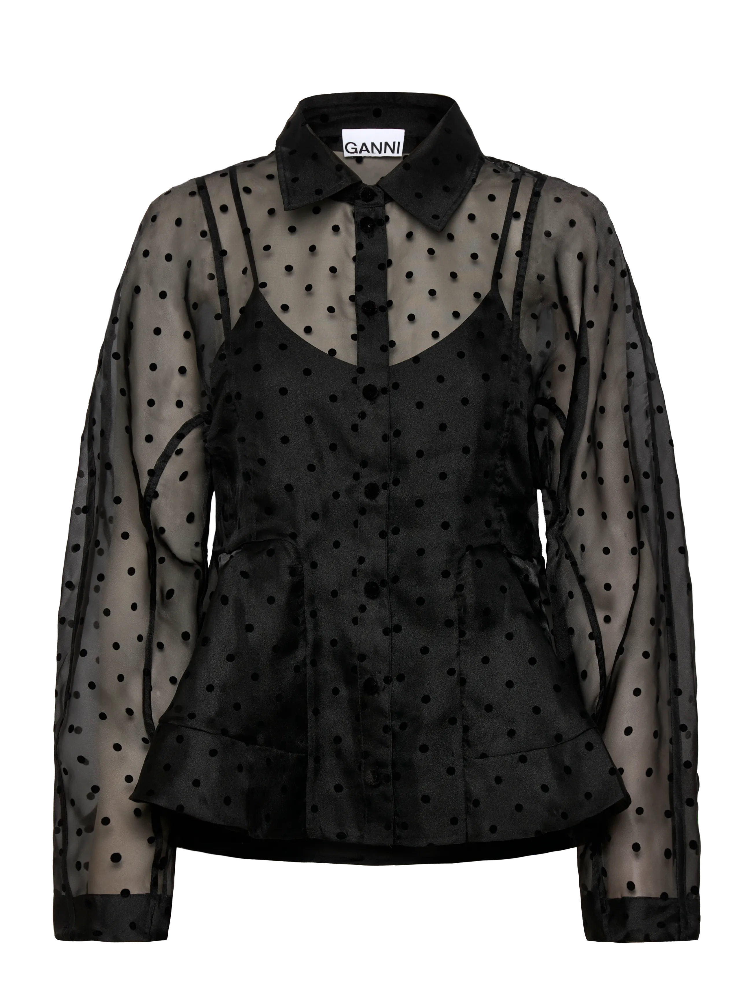 Ganni Black Ruched Top - Kampaania - BLACK / black