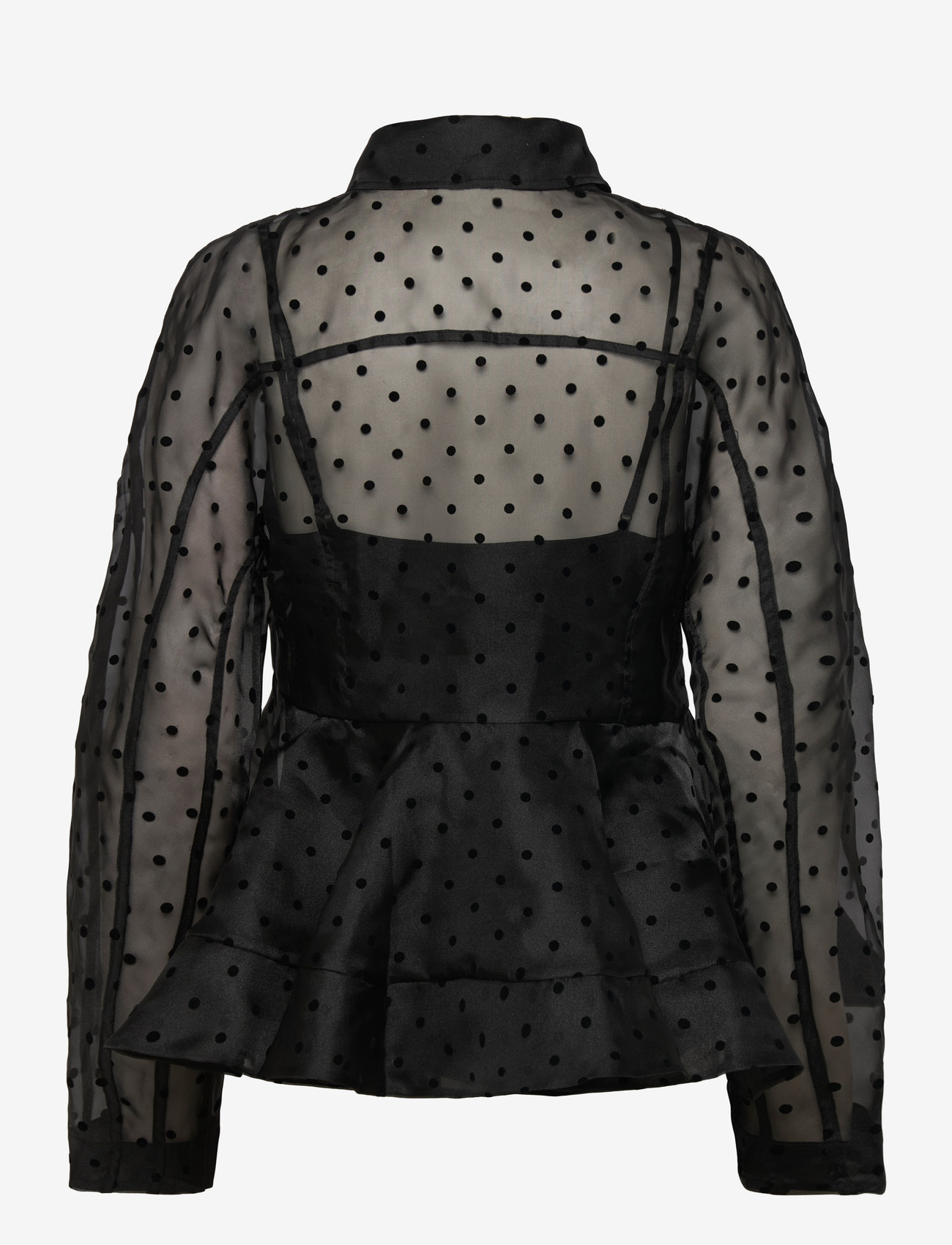 Ganni - Black Ruched Top - long-sleeved shirts - black - 1