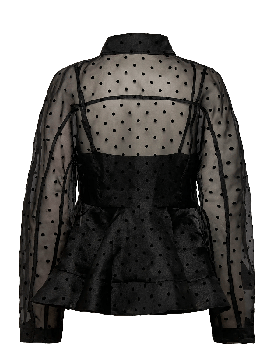 Ganni - Black Ruched Top - langärmlige hemden - black - 1