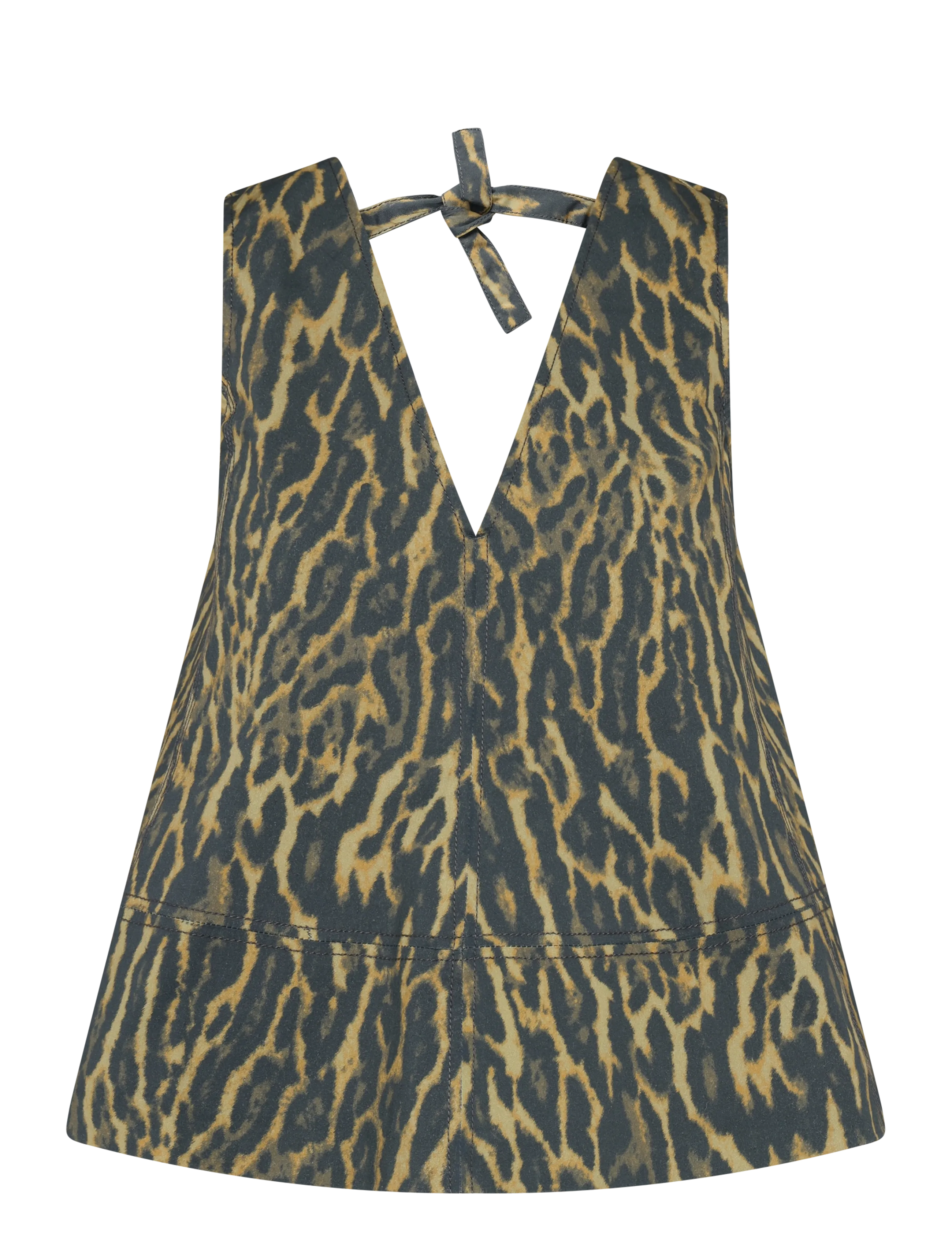 Ganni Leopard Cotton A-Line Top - Blusen - BROWN / brown