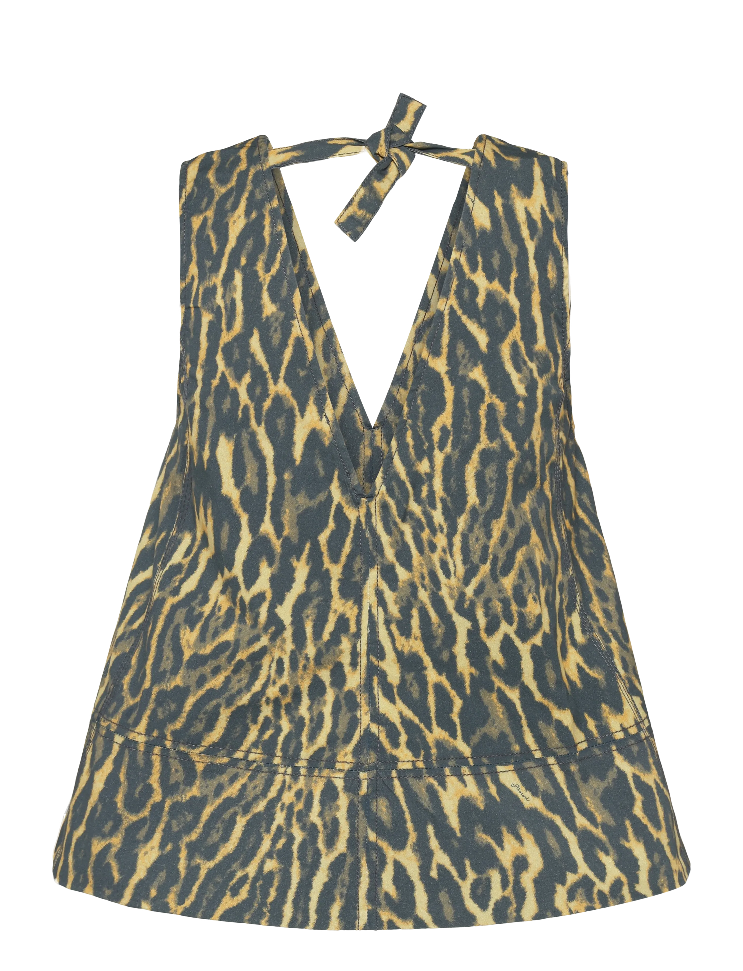 Ganni - Leopard Cotton A-Line Top - Ärmellose blusen - brown - 1