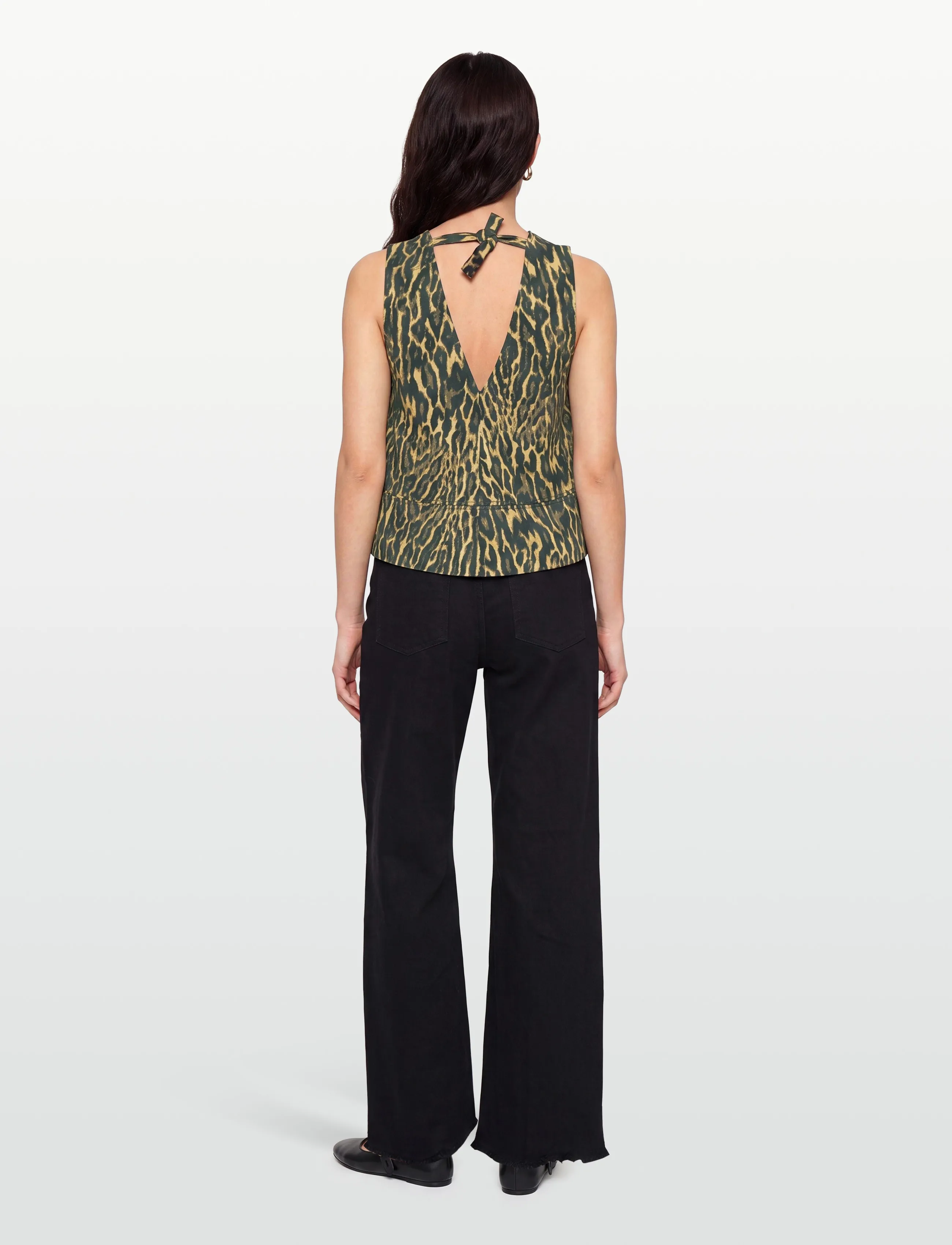 Ganni - Leopard Cotton A-Line Top - brown - 4