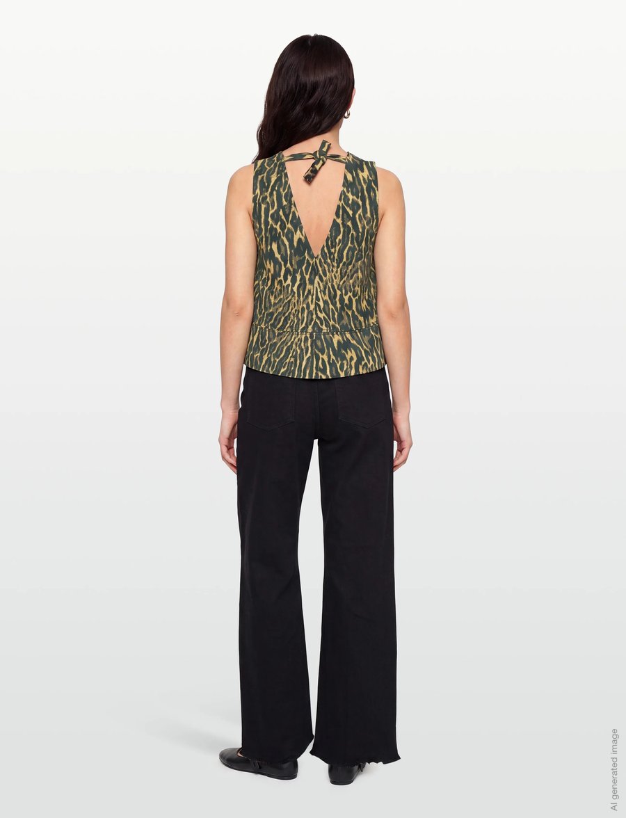 Ganni - Leopard Cotton A-Line Top - brown - 4