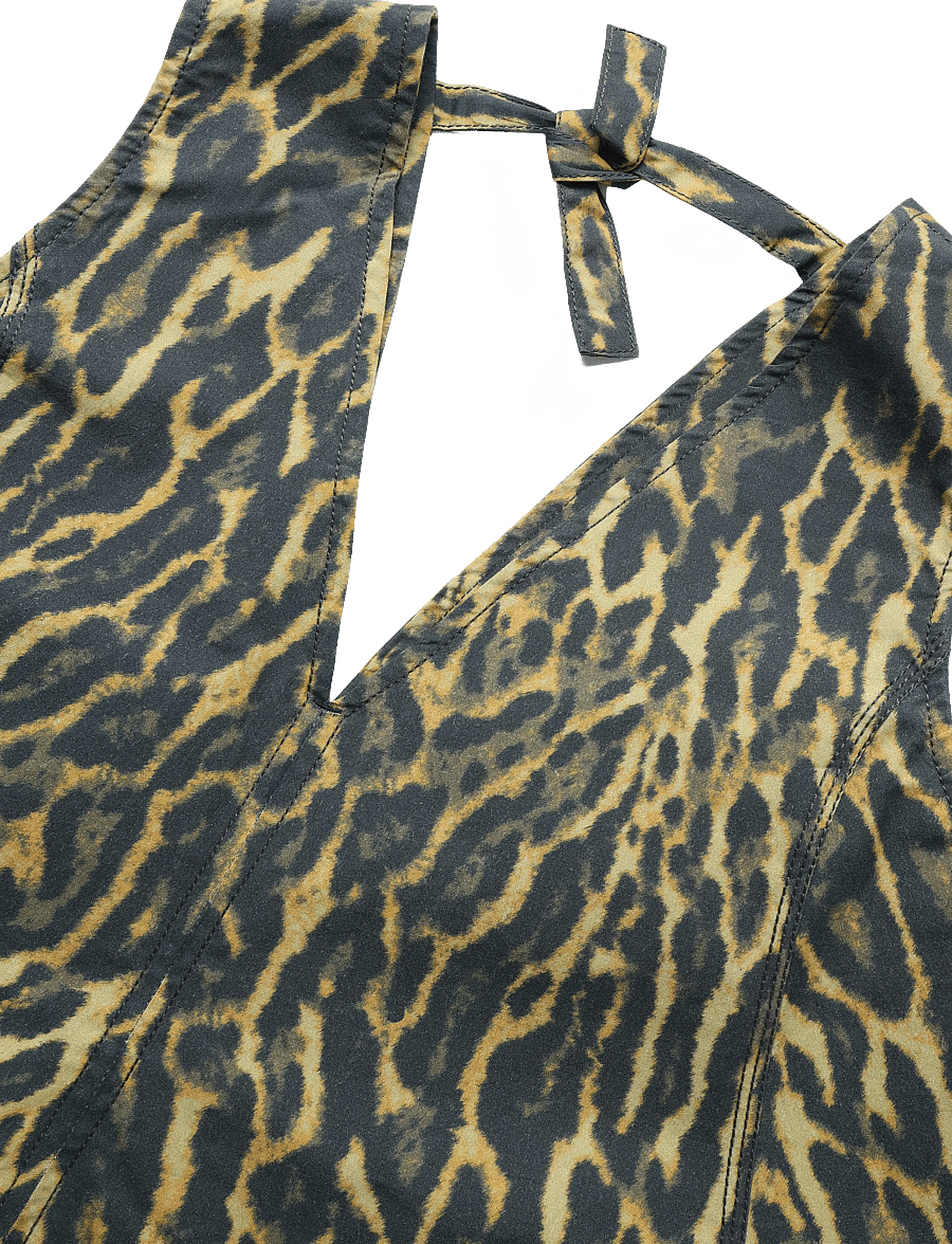 Ganni - Leopard Cotton A-Line Top - Ärmellose blusen - brown - 2