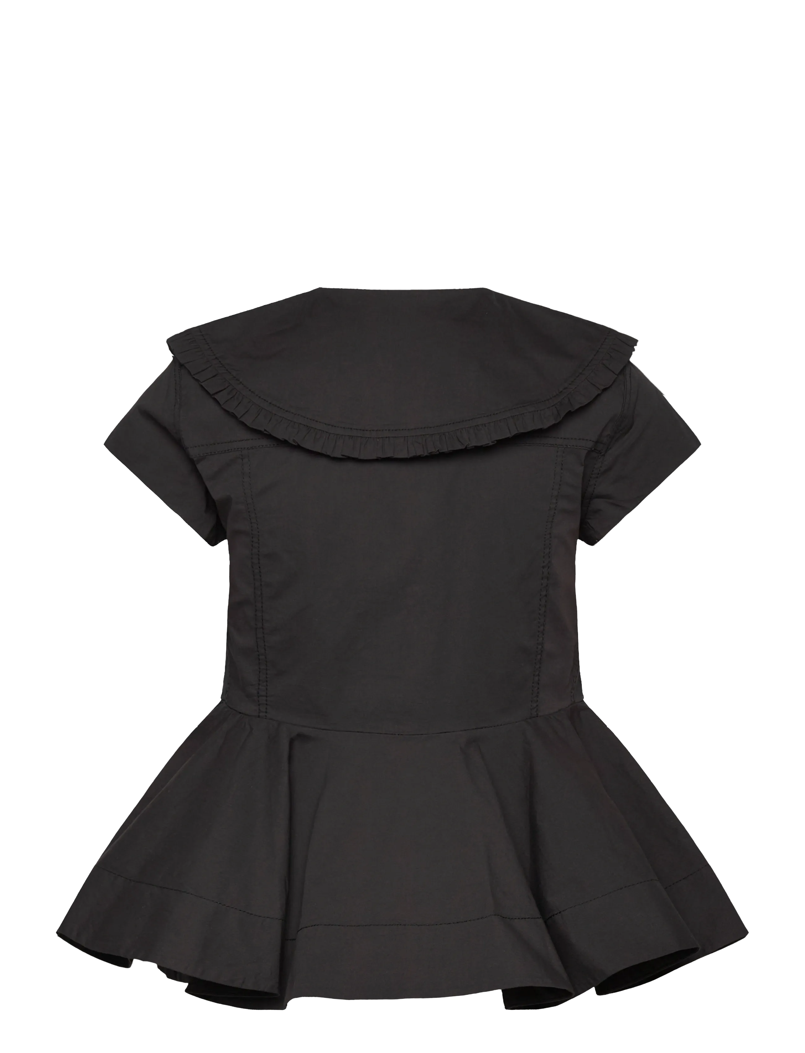 Ganni - Stretch Cotton Peter Pan Collar Shirt - black - 1