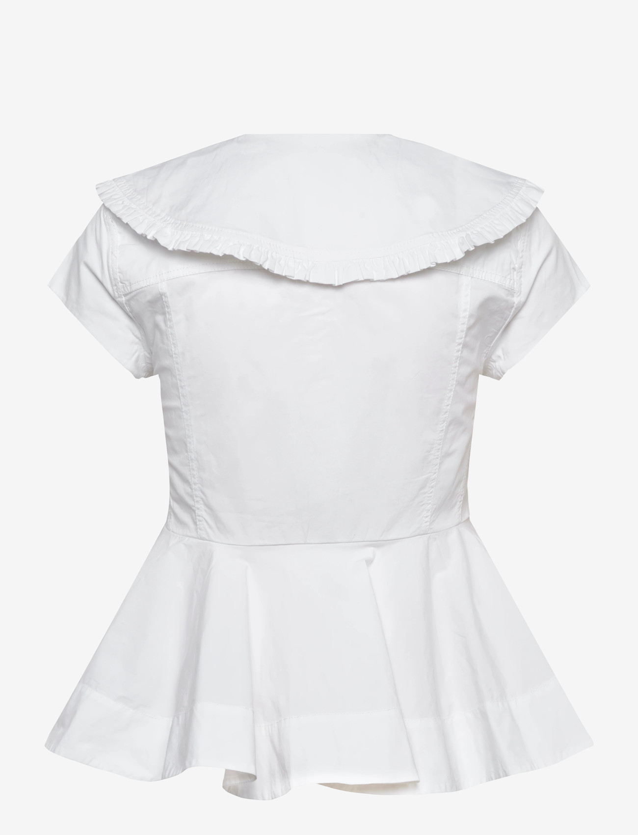 Ganni - White Stretch Poplin Shirt - lühikeste varrukatega särgid - white - 1