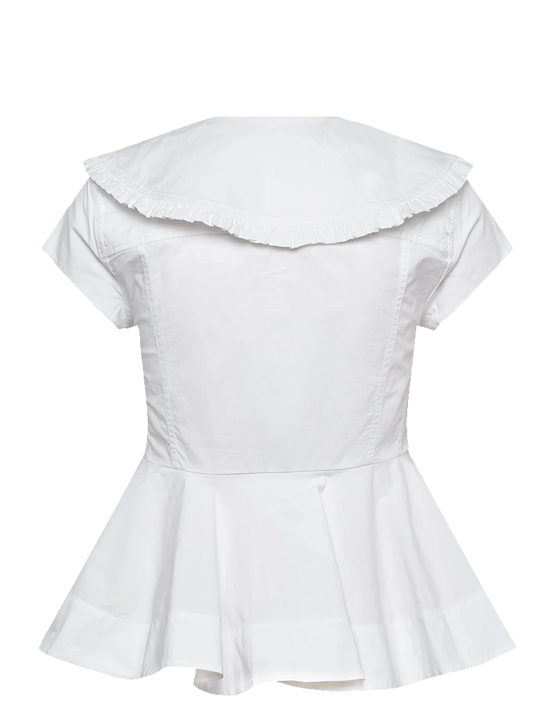 Ganni - White Stretch Poplin Shirt - kurzärmlige hemden - white - 1