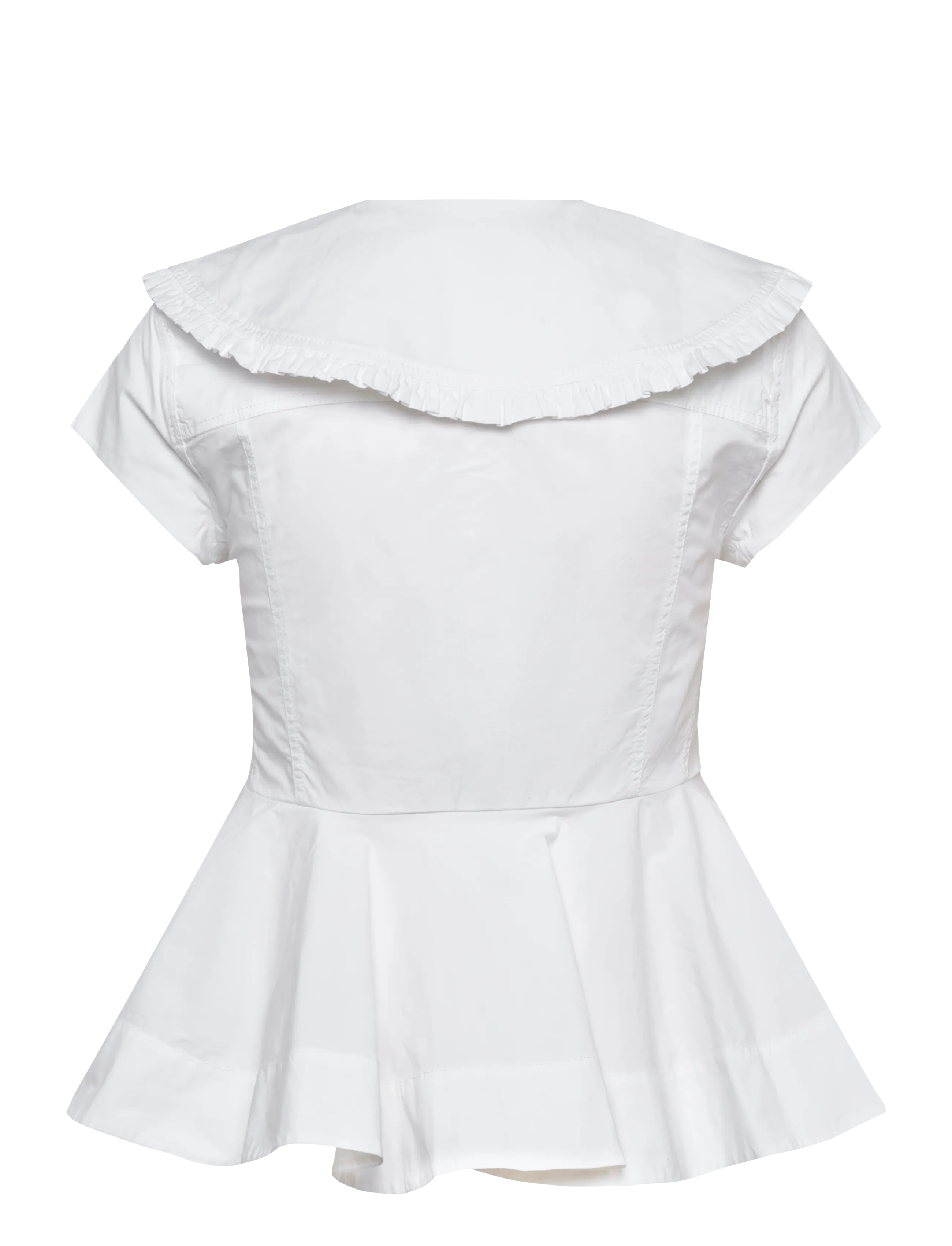 Ganni - White Stretch Poplin Shirt - short-sleeved shirts - white - 1
