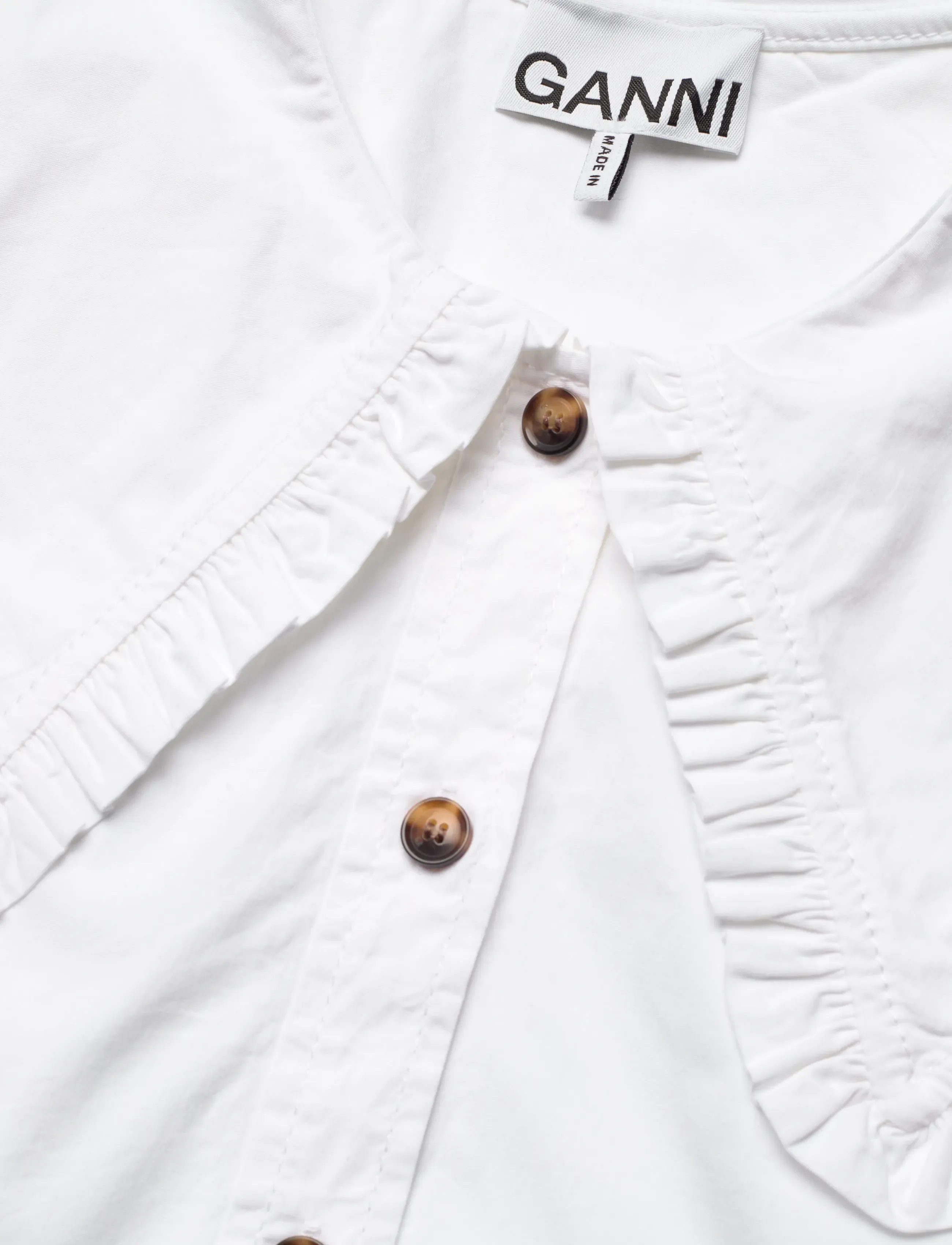 Ganni - White Stretch Poplin Shirt - short-sleeved shirts - white - 2