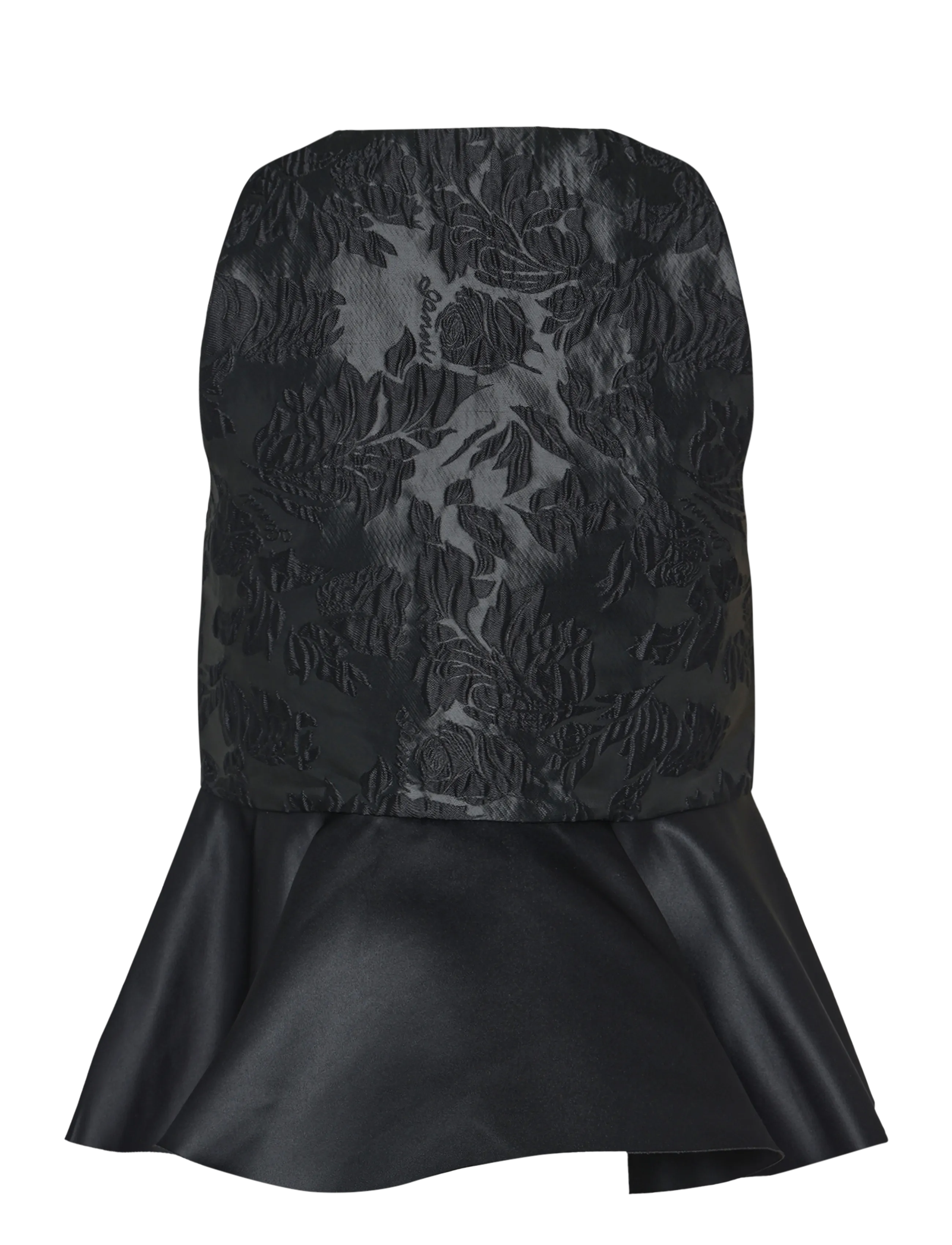 Ganni - Satin Cloque Peplum Top - Ärmellose blusen - black - 1
