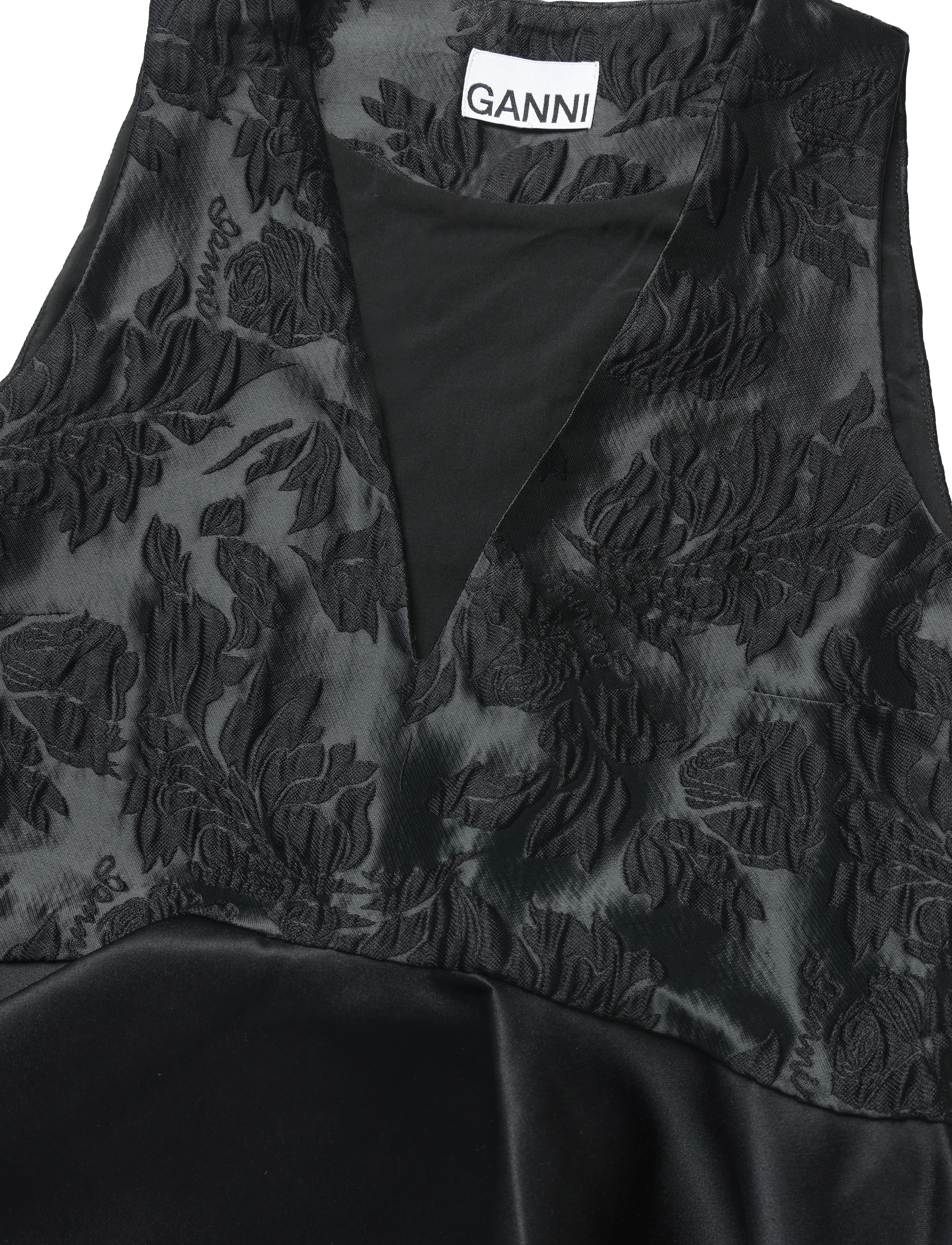 Ganni - Satin Cloque Peplum Top - Ärmellose blusen - black - 2