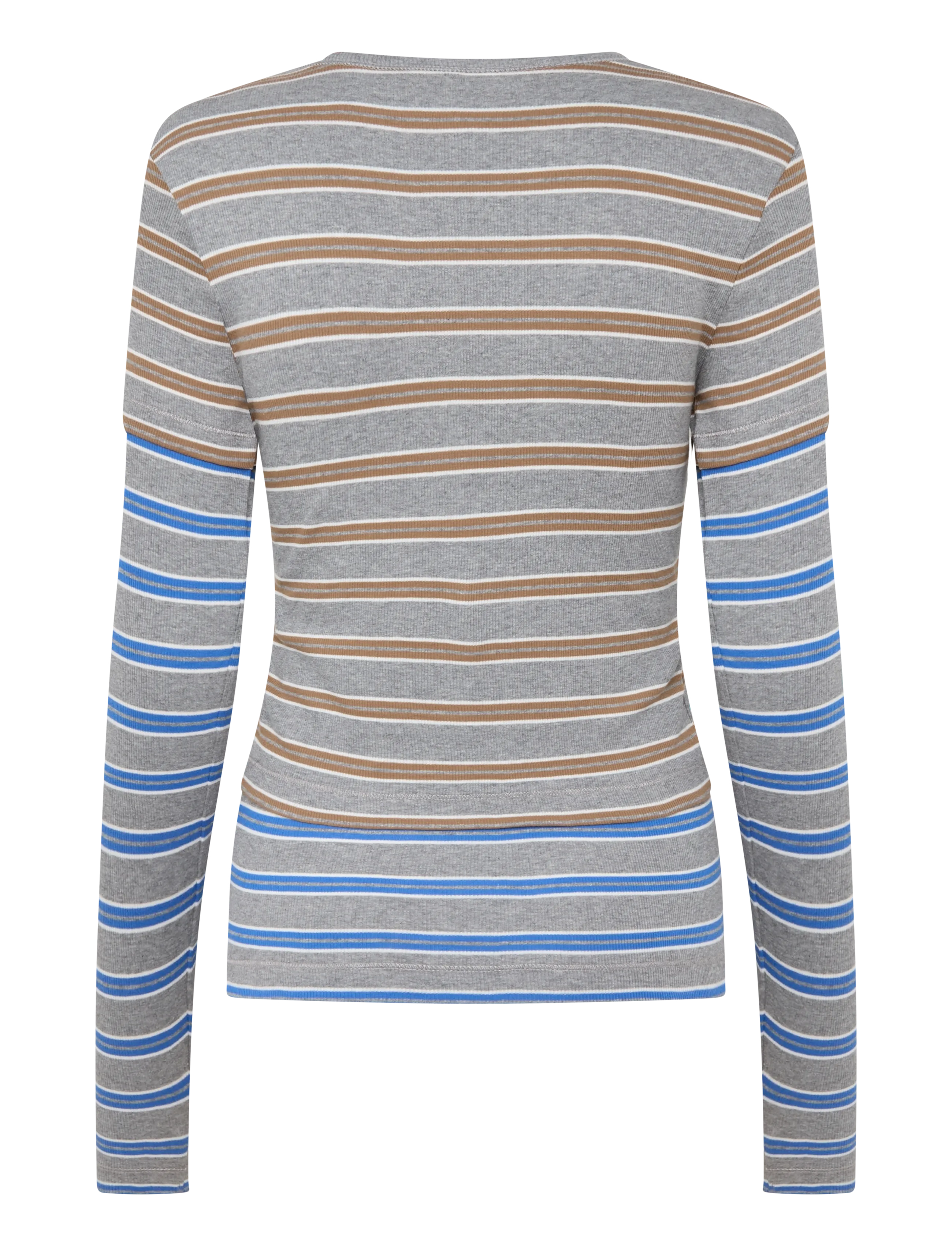 Ganni - Long-sleeve Top in Double Stripe - langärmlige tops - blue - 1