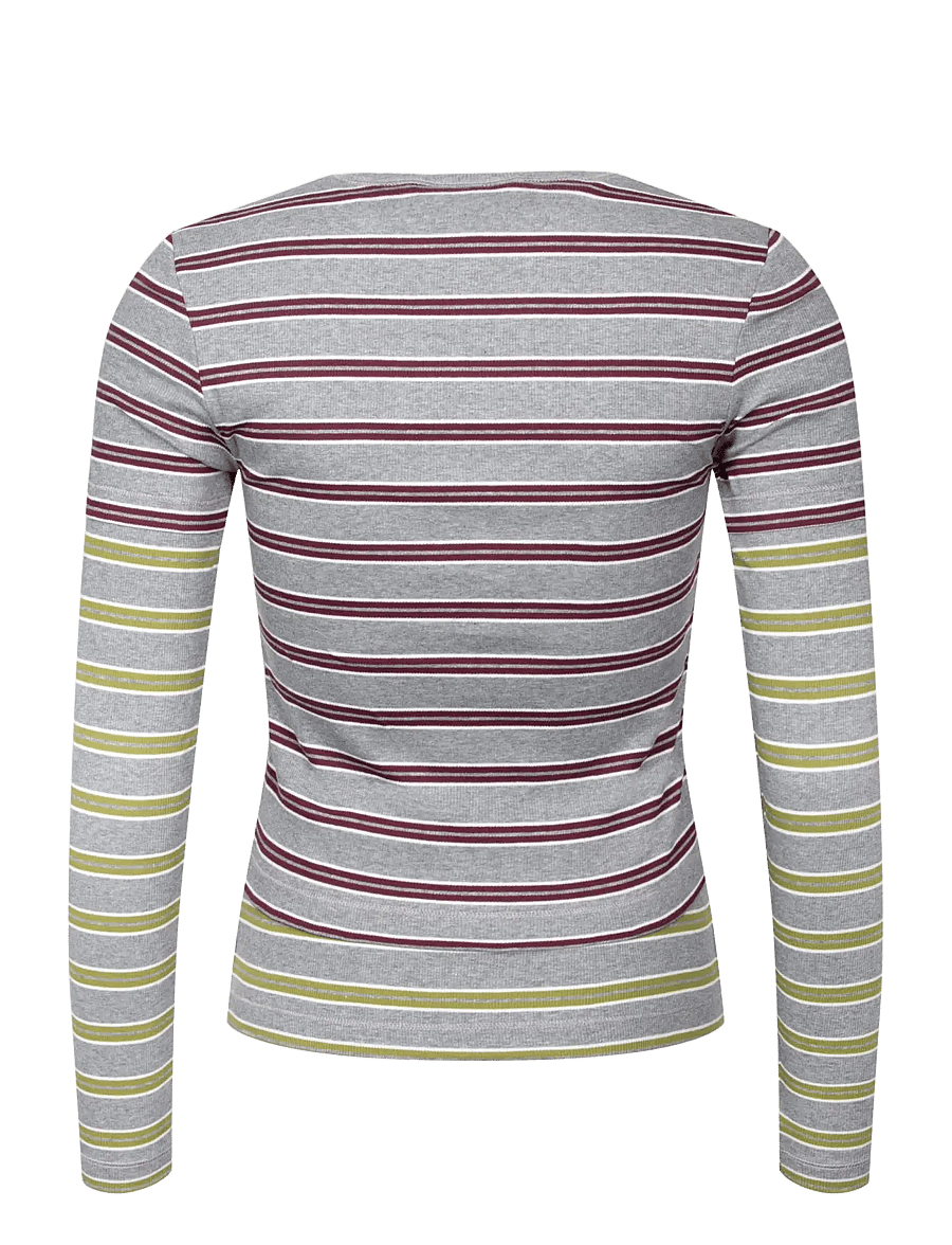 Ganni - Long-sleeve Top in Double Stripe - long-sleeved tops - red - 1