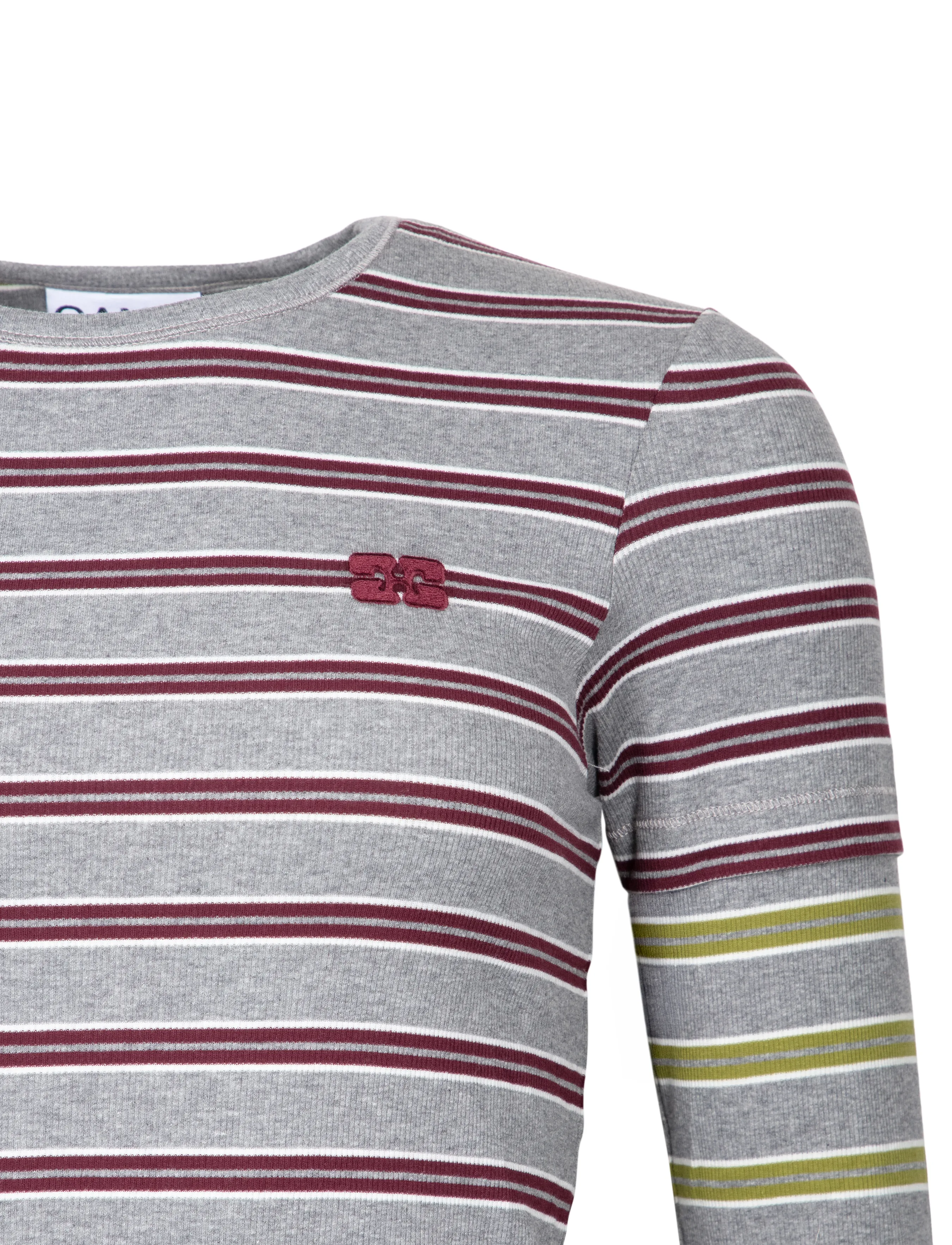 Ganni - Long-sleeve Top in Double Stripe - langärmlige tops - red - 2