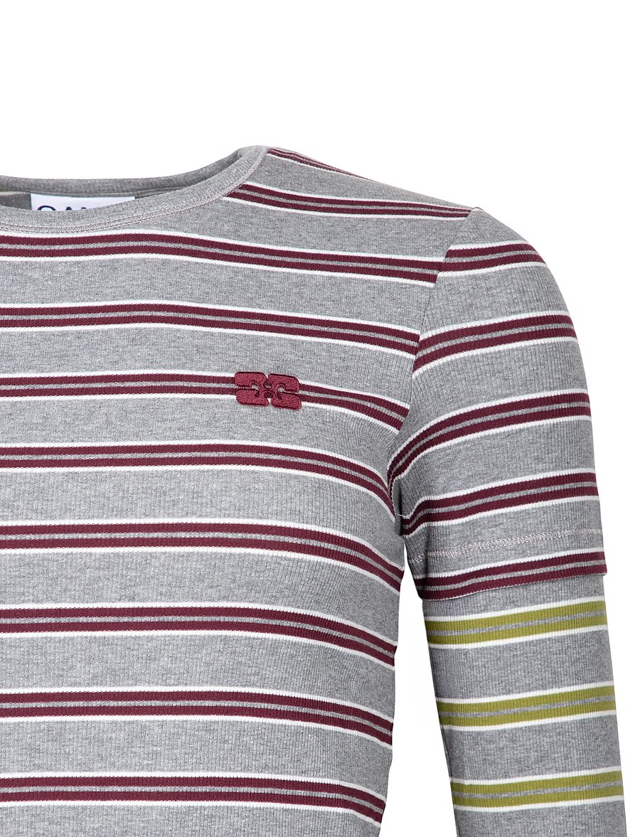 Ganni - Long-sleeve Top in Double Stripe - long-sleeved tops - red - 2