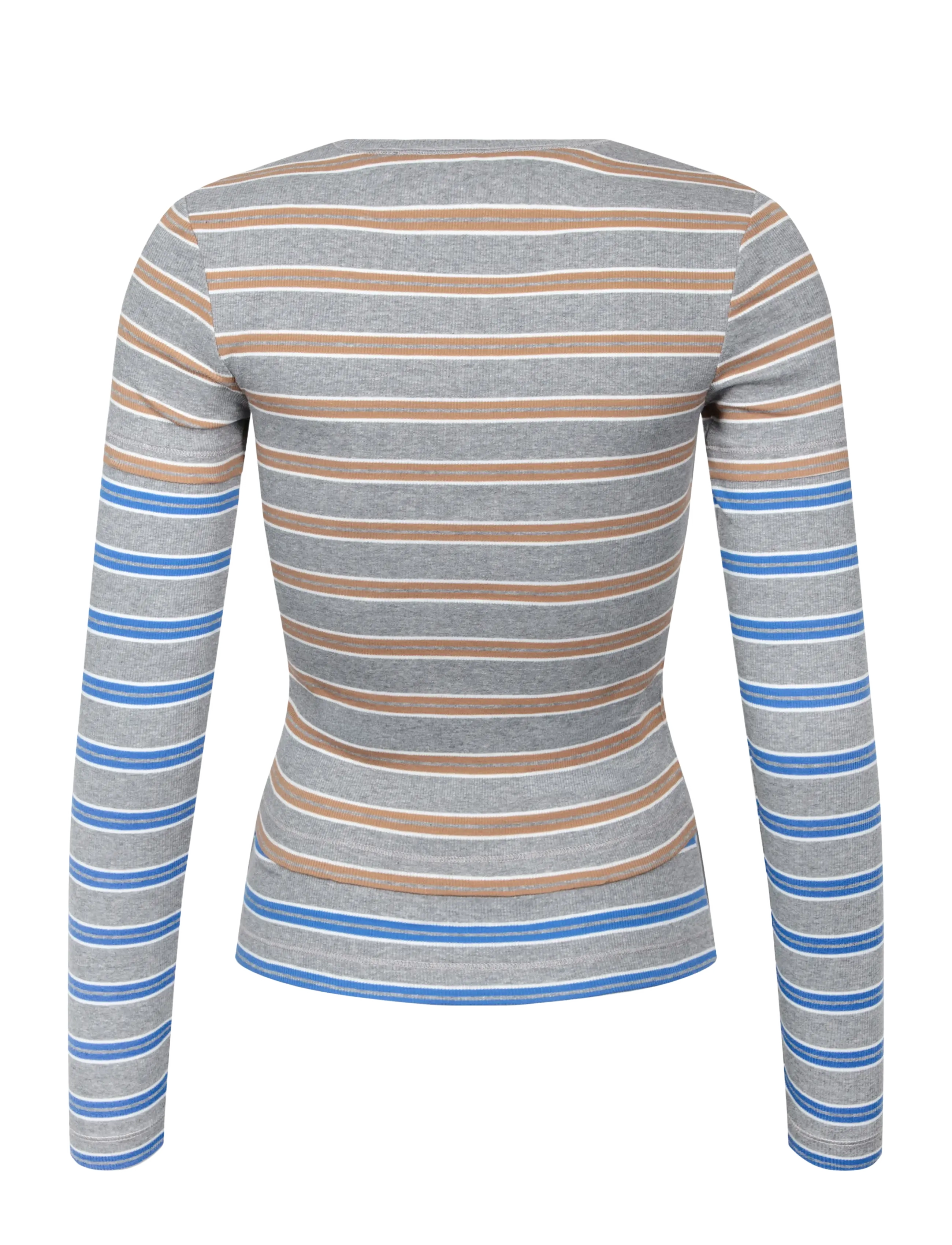 Ganni - Long-sleeve Top in Double Stripe - langärmlige tops - strong blue - 1