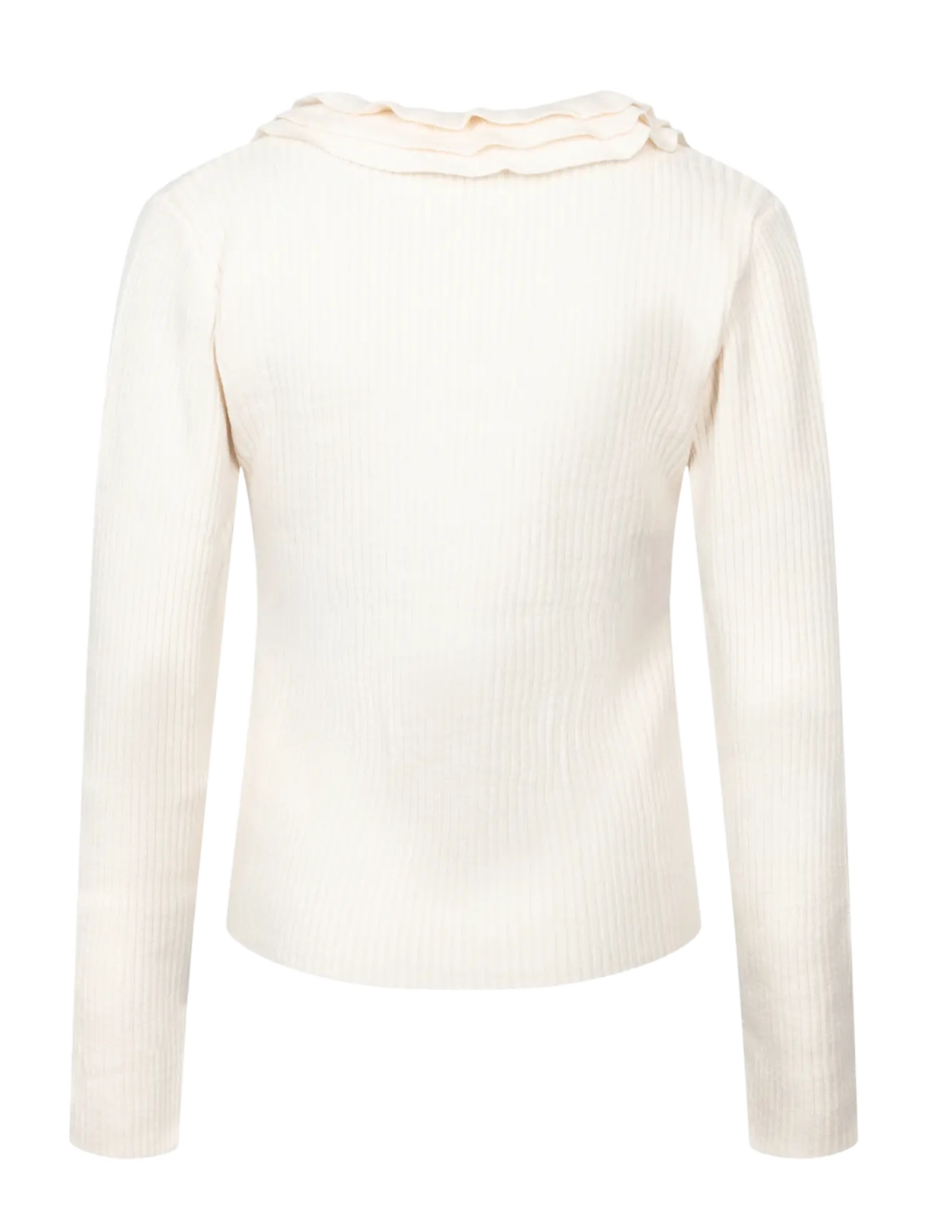 Ganni - Top in Ribbed Merino - langärmlige tops - egret - 1