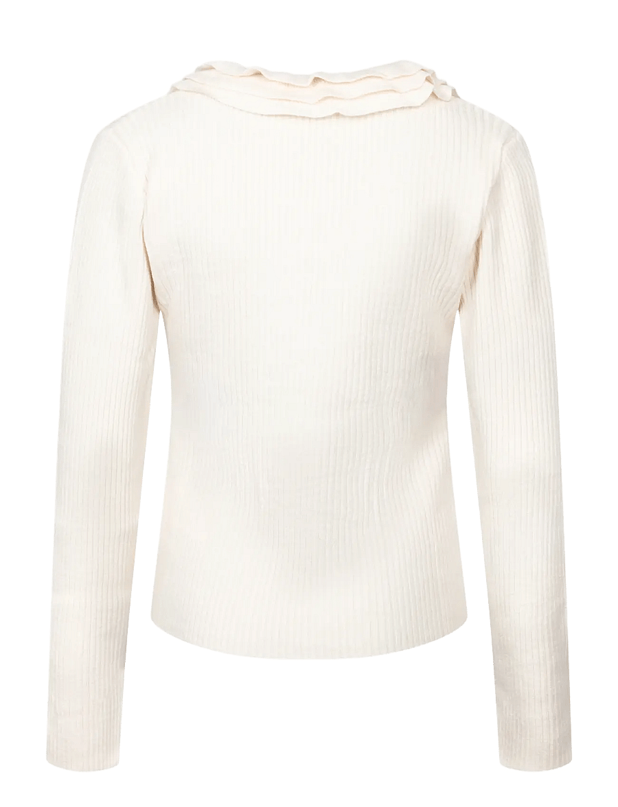 Ganni - Top in Ribbed Merino - langärmlige tops - egret - 1