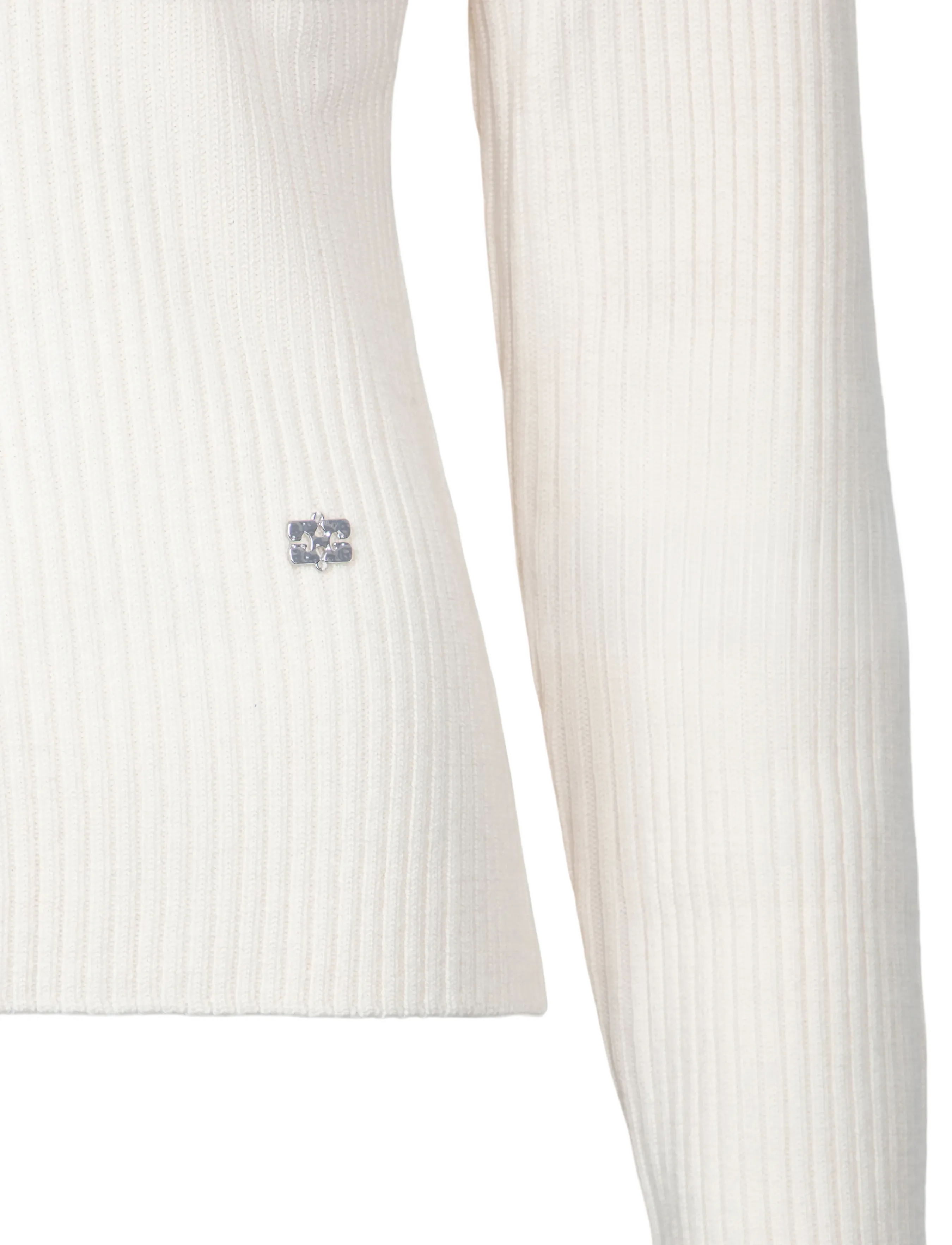 Ganni - Top in Ribbed Merino - langärmlige tops - egret - 2