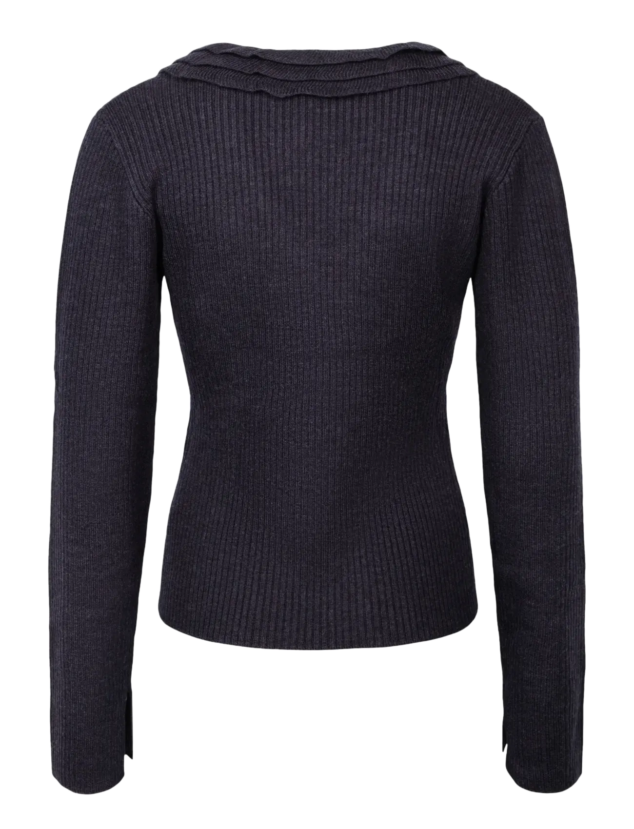 Ganni - Top in Ribbed Merino - langärmlige tops - phantom - 1