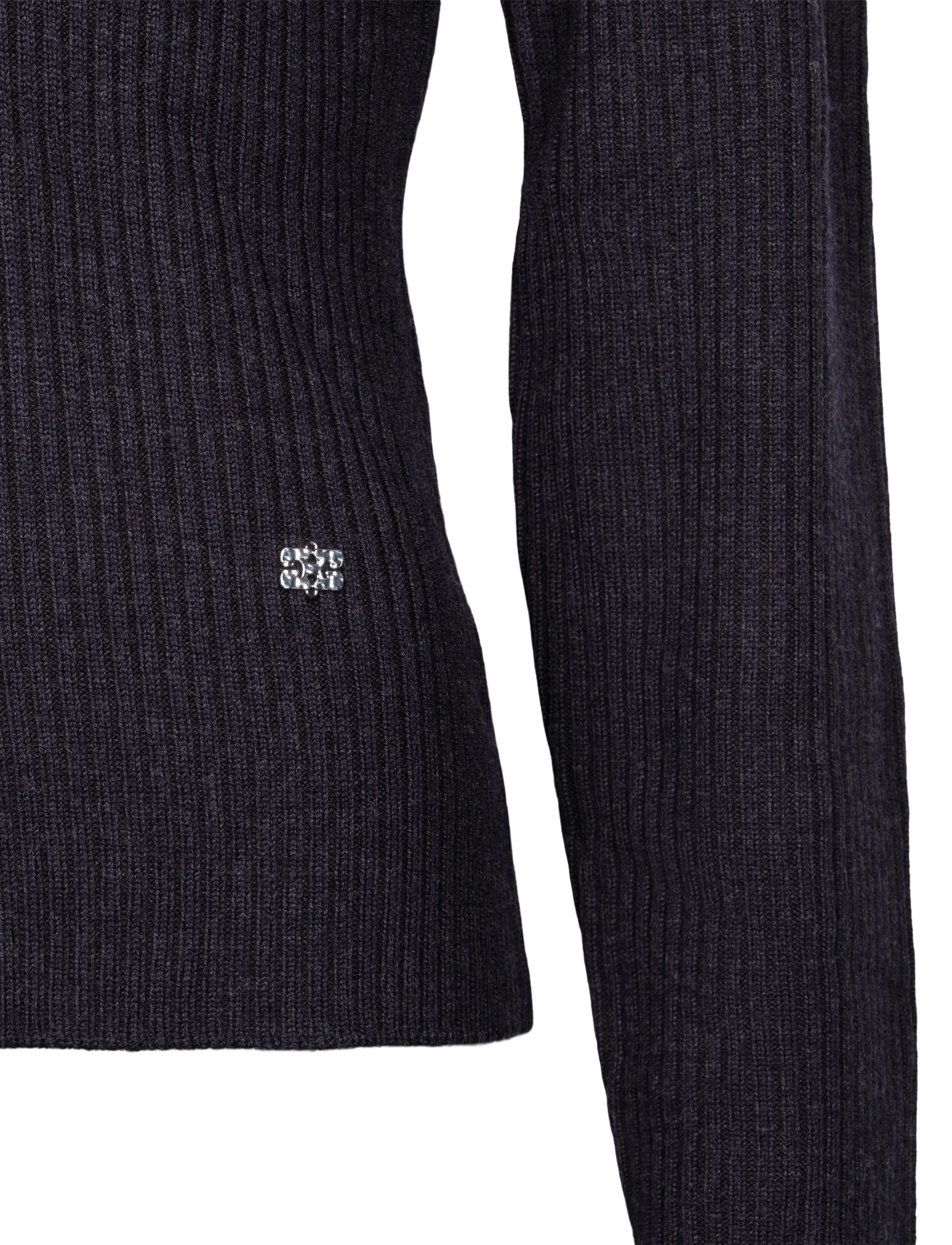 Ganni - Top in Ribbed Merino - langärmlige tops - phantom - 2