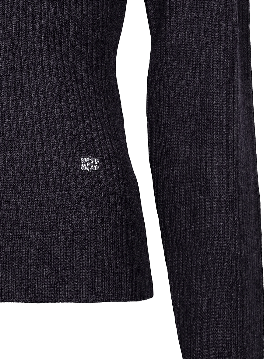 Ganni - Top in Ribbed Merino - langärmlige tops - phantom - 2