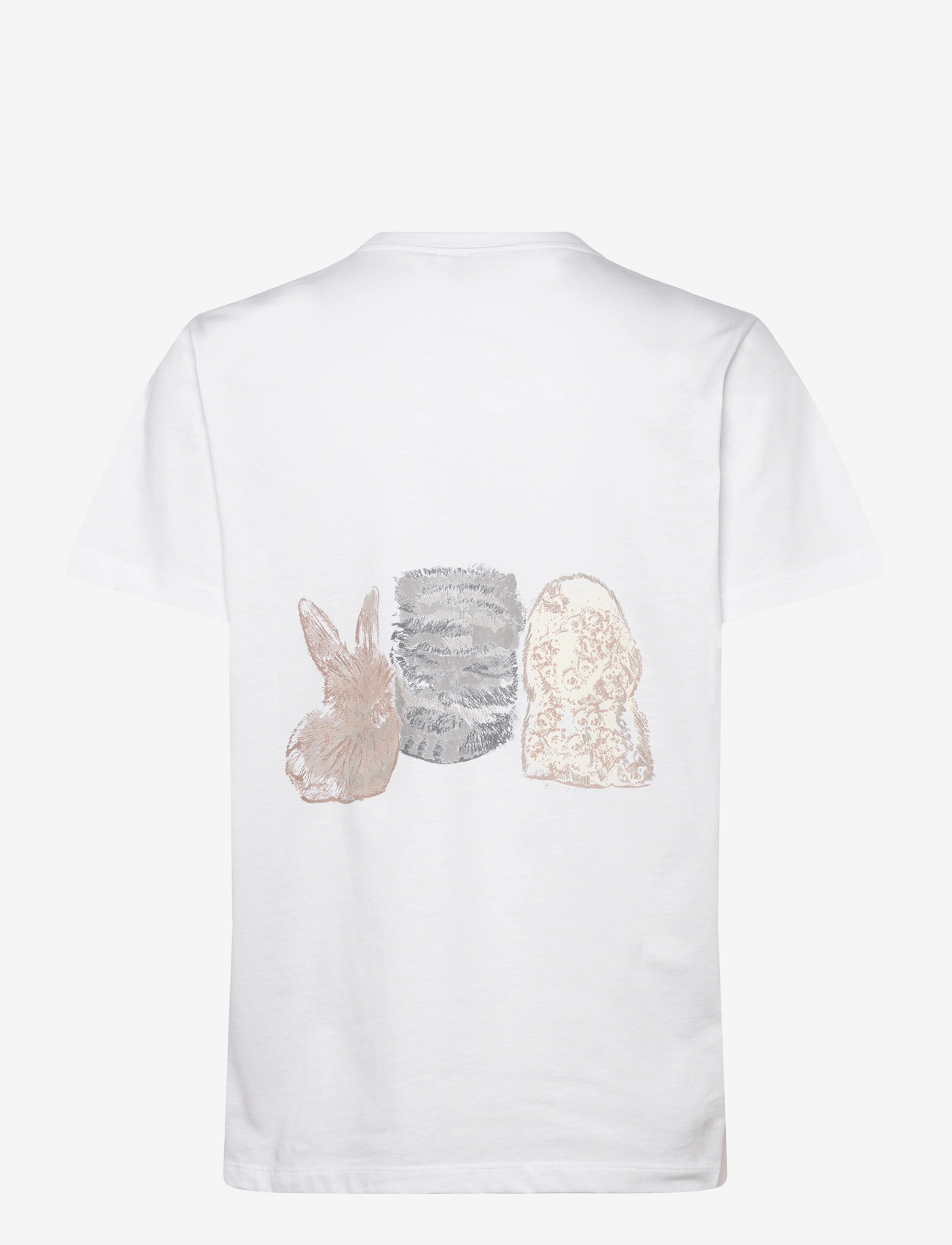 Ganni - Cute Animals Cotton Jersey T-Shirt - marškinėliai - white - 1