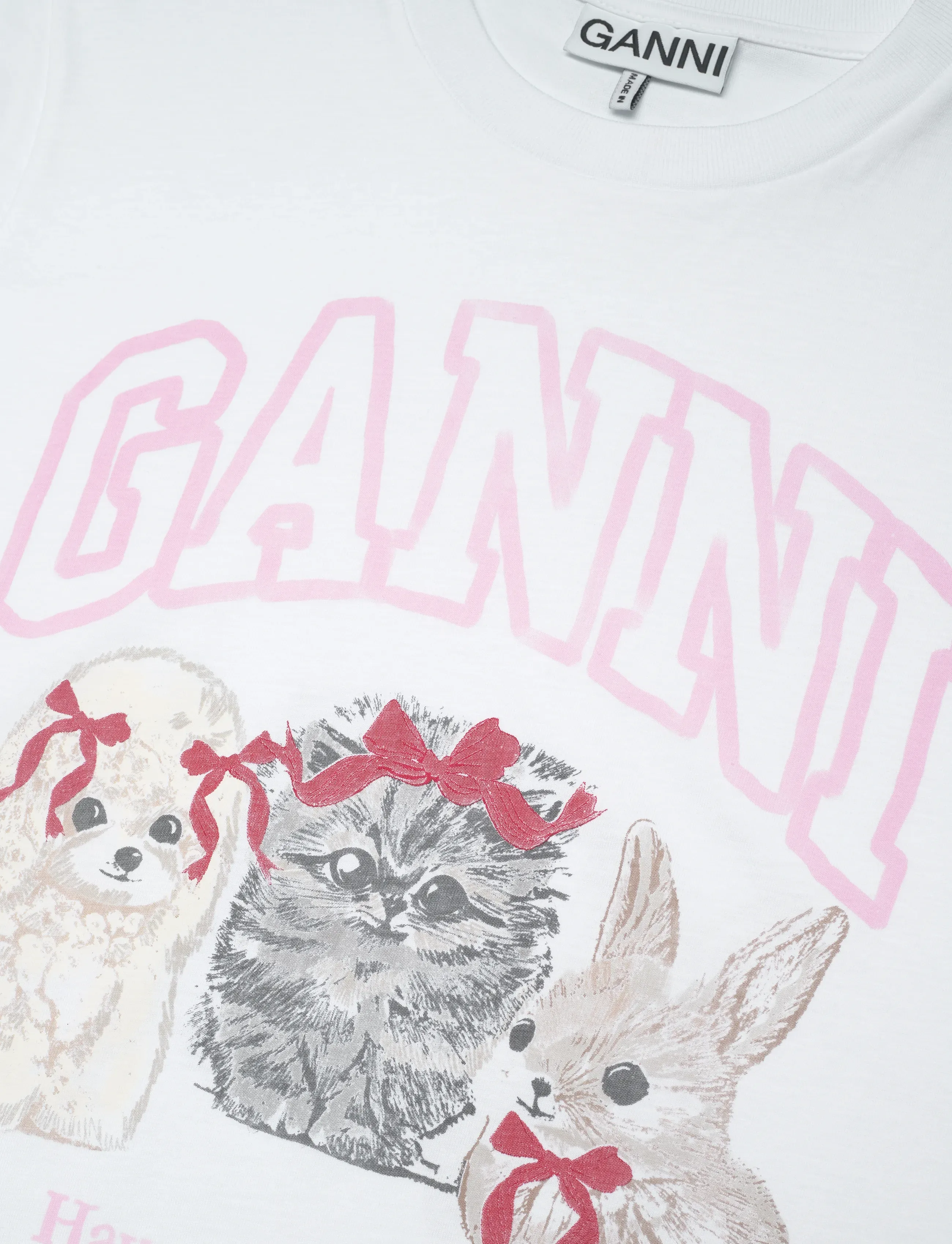 Ganni - Cute Animals Cotton Jersey T-Shirt - t-shirty - white - 2