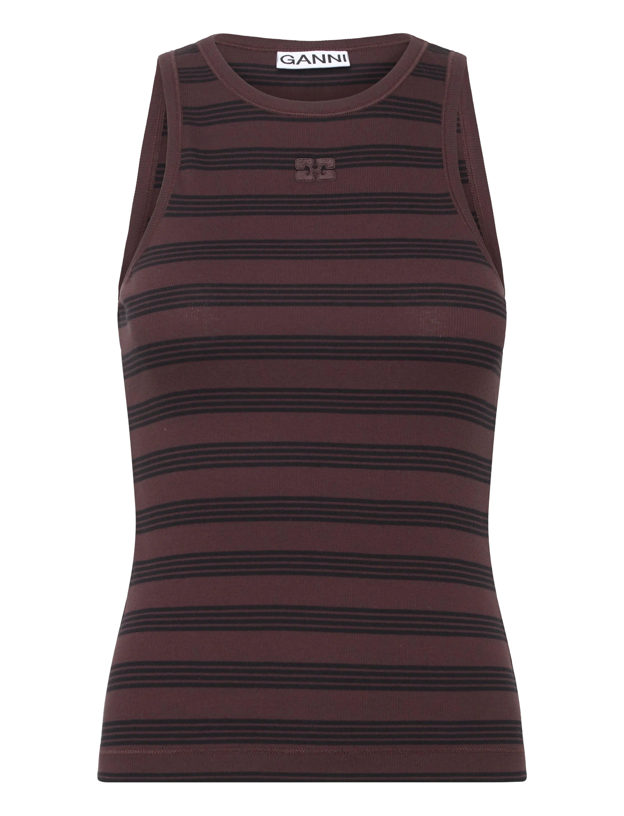 Ganni Striped sleeveless top - Clothing - MULTICOLORED / brown