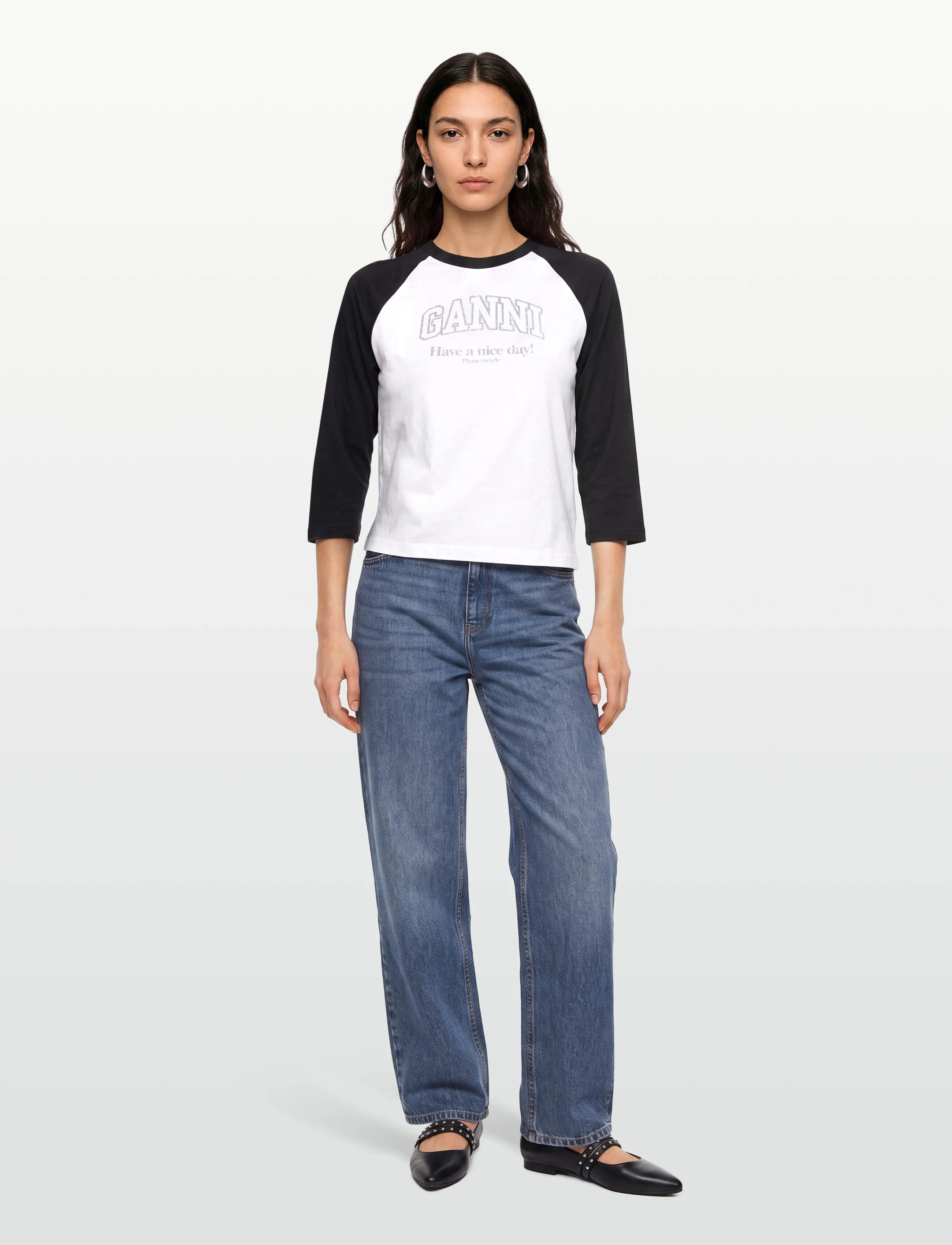 Ganni White Basic T-Shirt - GANNI - WHITE / white