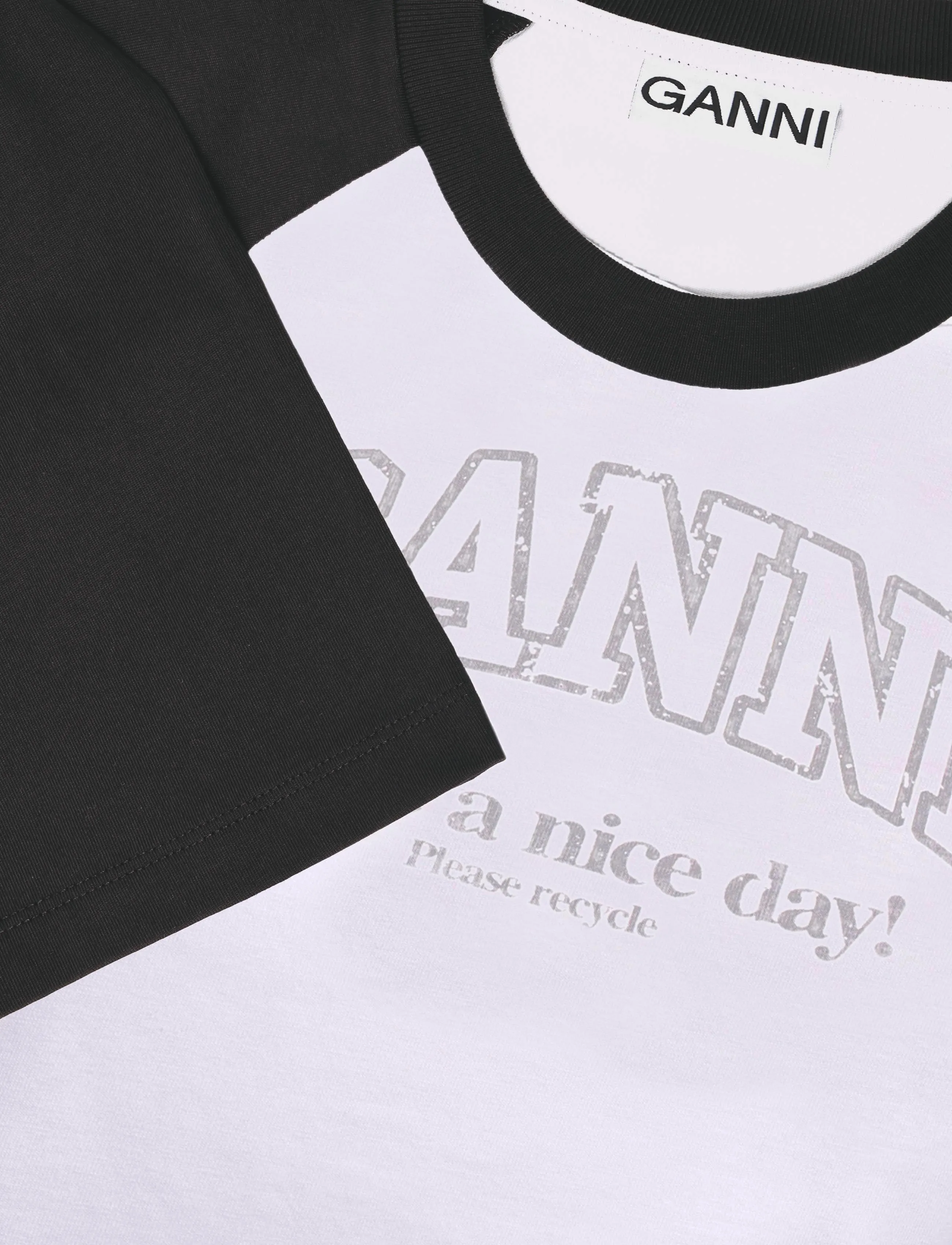 Ganni - White Basic T-Shirt - langärmlige tops - white - 2
