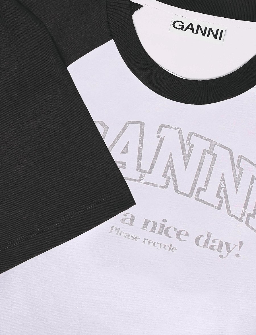 Ganni - White Basic T-Shirt - langärmlige tops - white - 2